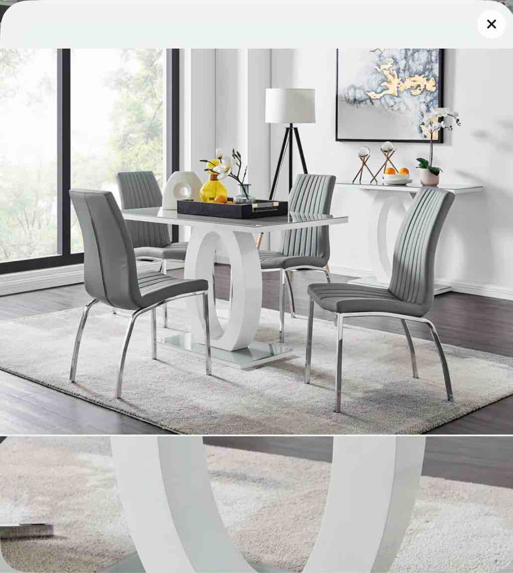 scottsmoor modern high gloss halo 4 seater dining table set with