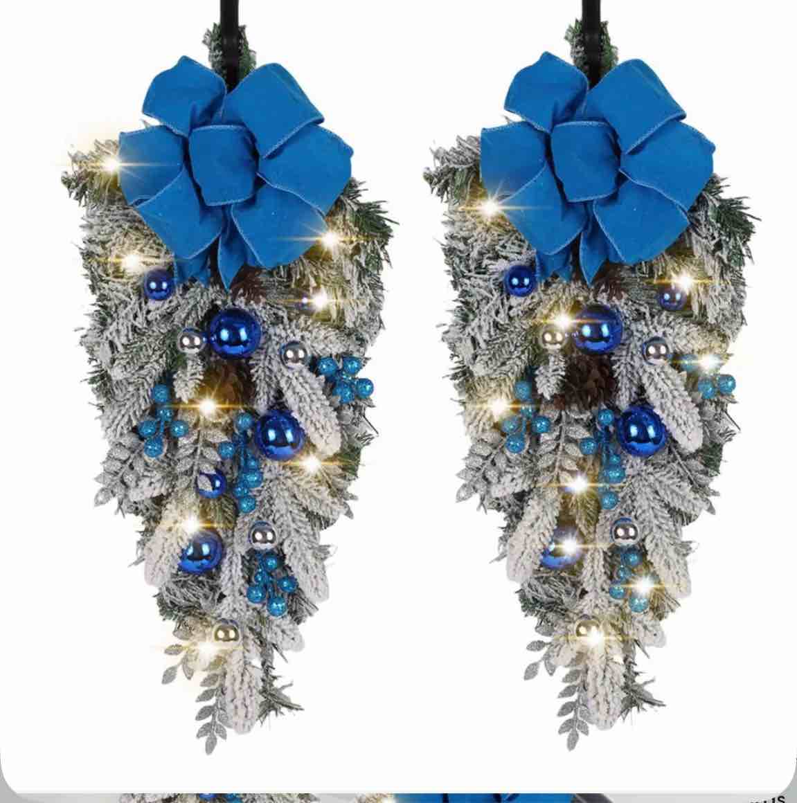 2pcs artificial christmas teardrop swag 