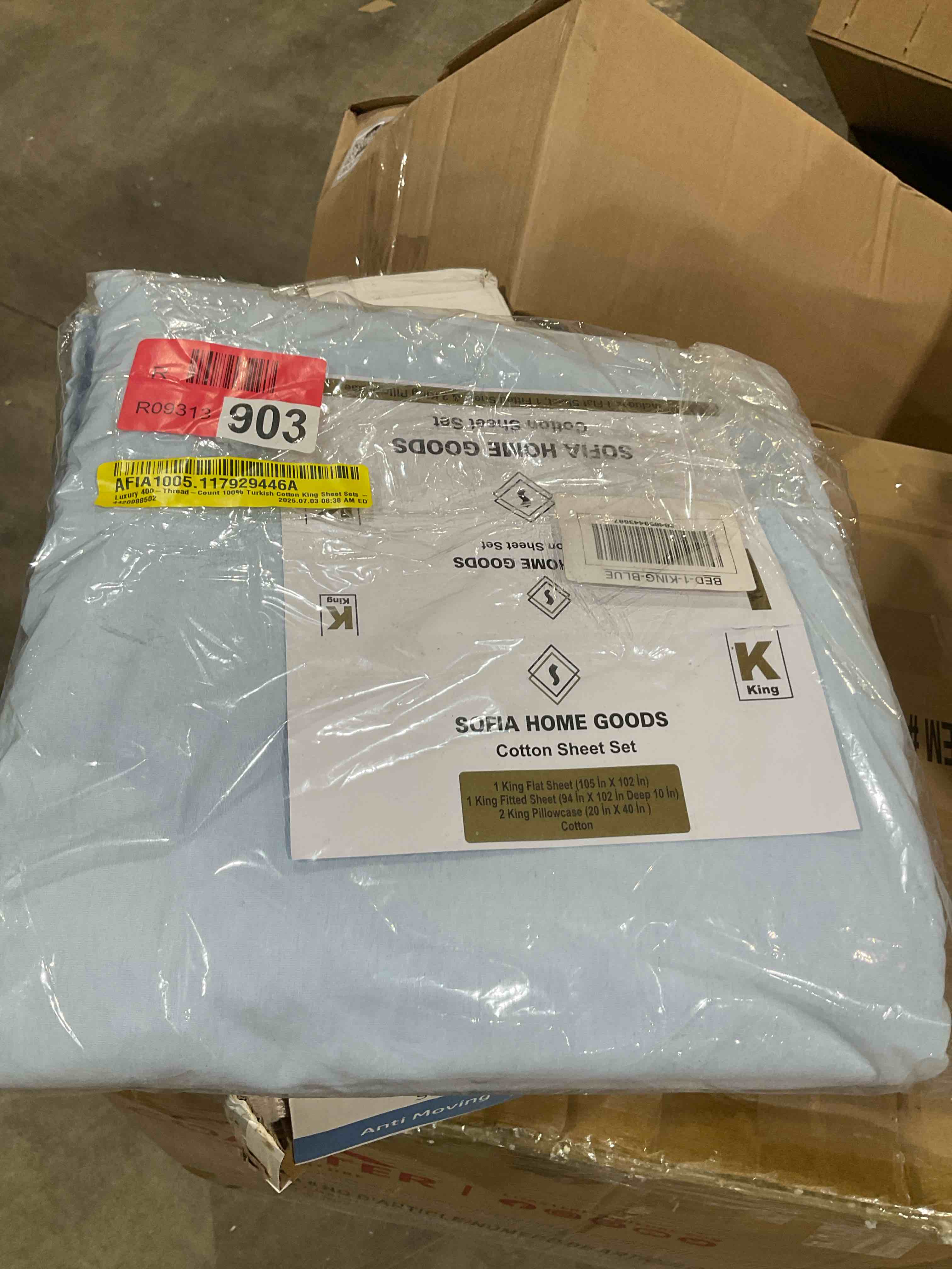 Condition photo showing New/Like New for harbor house luxury 100% egyptian cotton sheet set, 400 thread count sateen weave, soft & breathable bed sheets with deep pocket, 4-piece cal king bedding set, blue