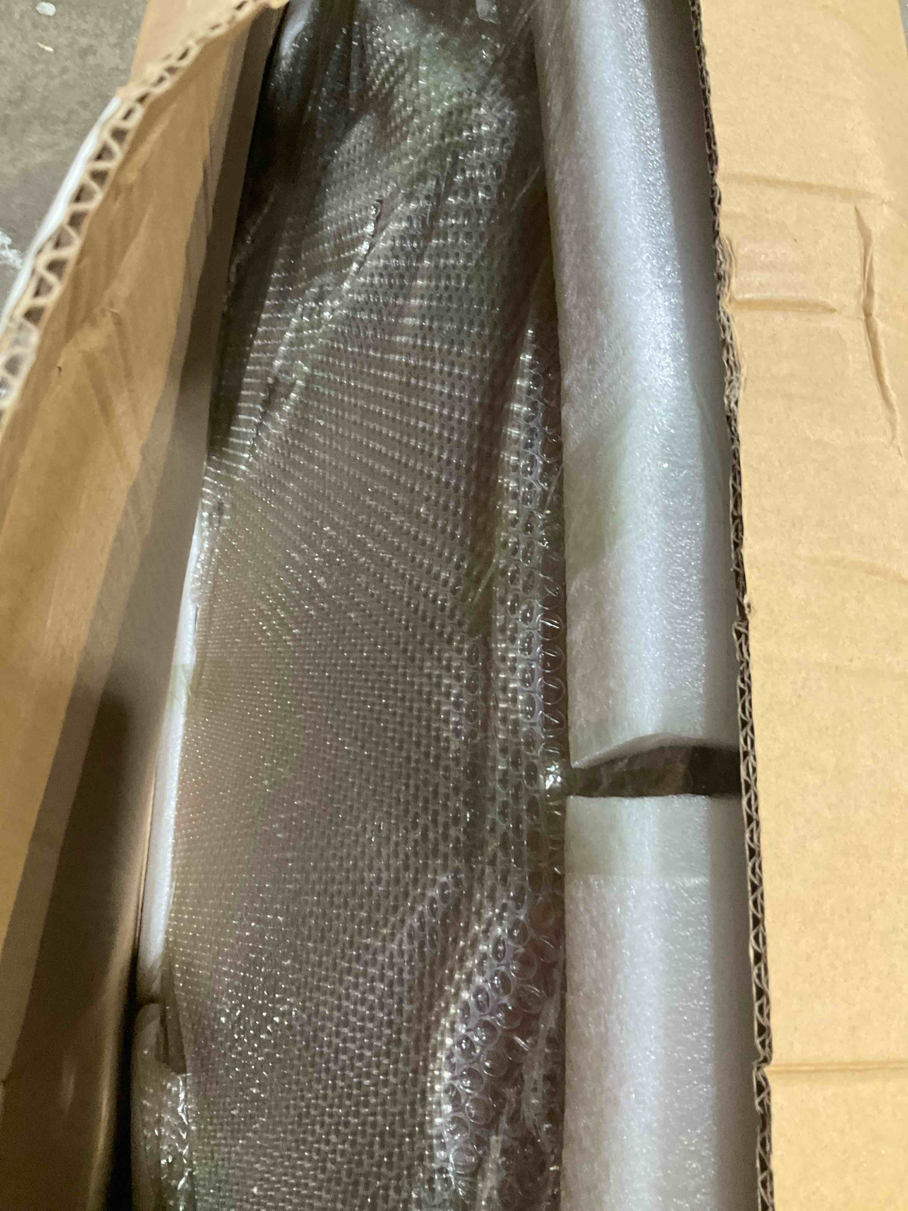 Condition photo showing New/Like New for oval coffee table with storage, modern walnut coffee table with solid wood veneered, fluted center table wood drum tea table for living room apartment, 47.2''l×23.6''w×14.2''h