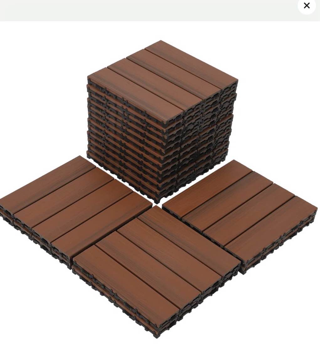 18 pcs wood - plastic floor, interlocking tiles, waterproof, fireproof 