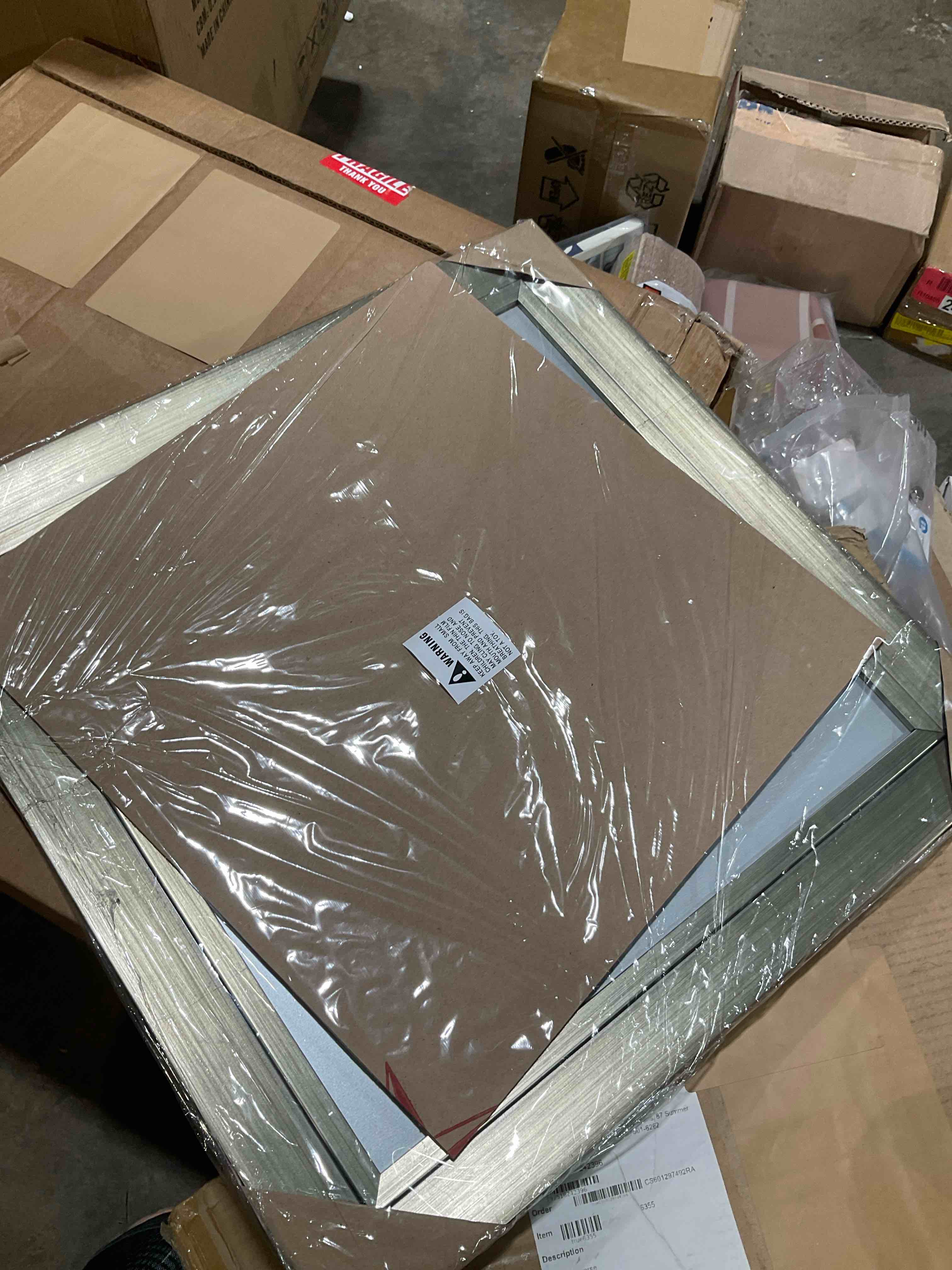 Condition photo showing New/Like New for amanti art silver framed magnetic board 20x20 small vision board for use with magnets, 100% metal sheet to display items as office decor or for home organization in mudroom, kitchen or kids room