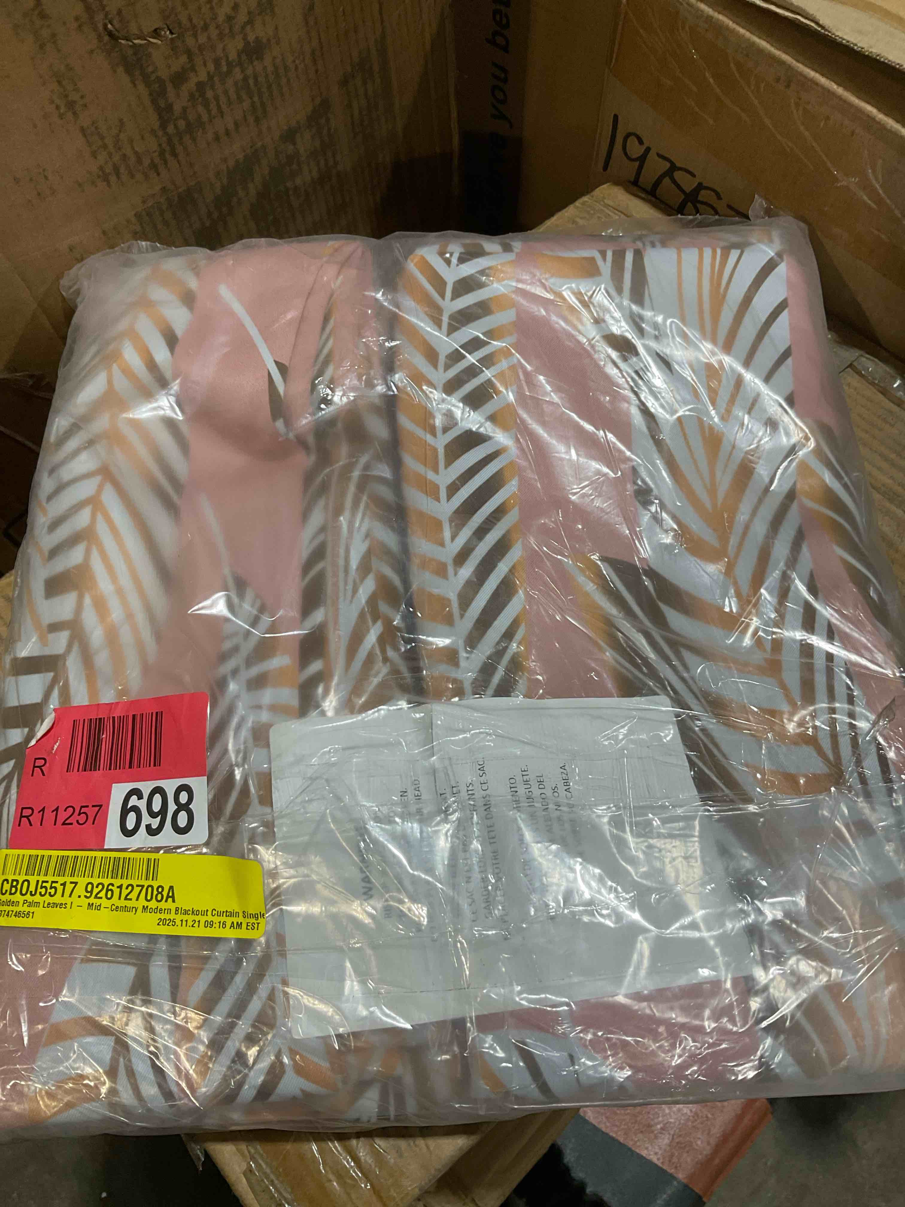 Condition photo showing New/Like New for designq blackout curtains 'golden palm leaves i' curtains for bedroom, curtains for living room, curtains & drapes - thermal insulated -single panel -52x90