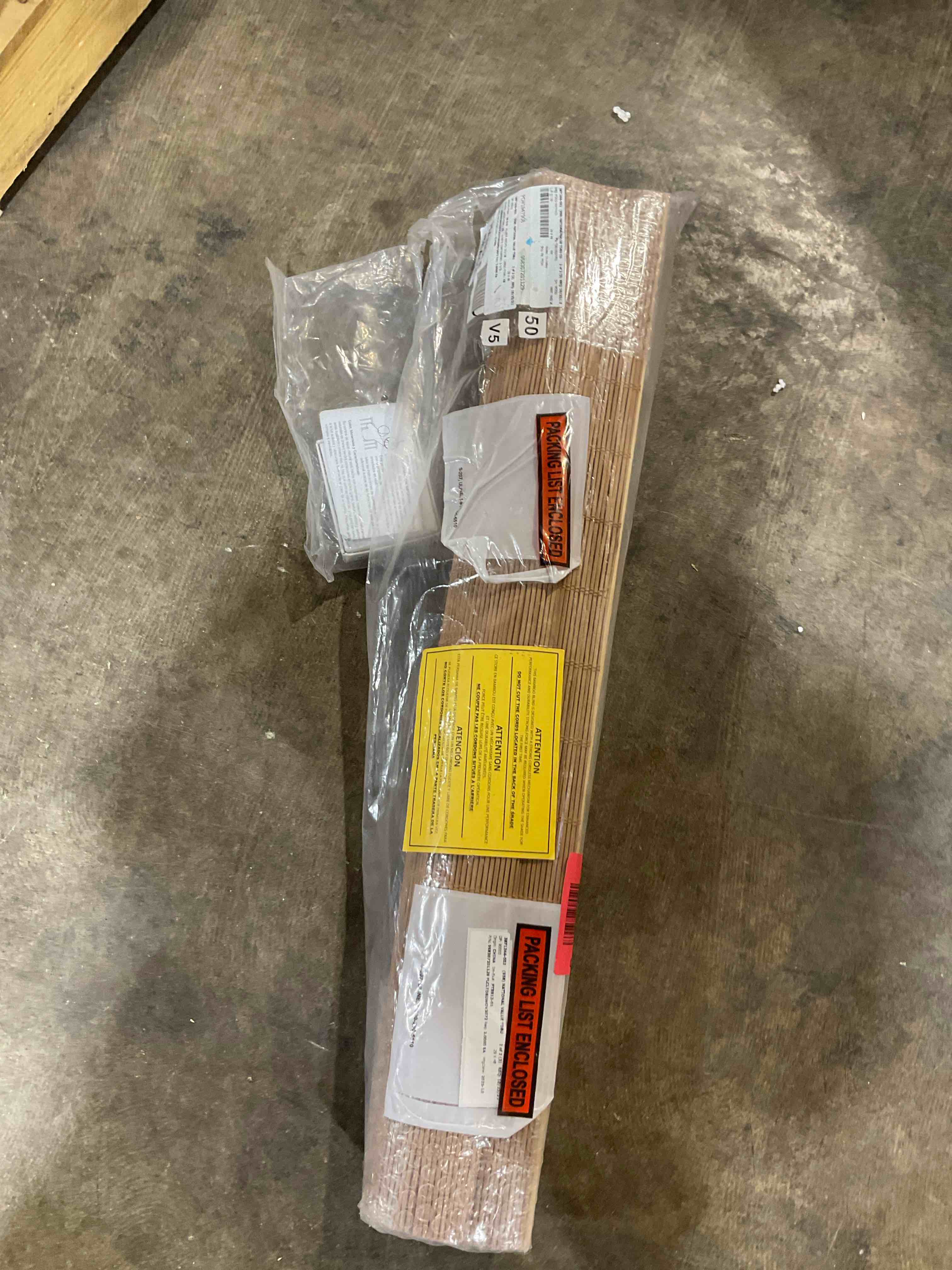 Condition photo showing Good Condition for arlo blinds sheer bamboo roman shades with valance - tuscan, 34" w x 60" h - light filtering cordless blinds for interior windows - real natural bamboo material - mounting hardware included