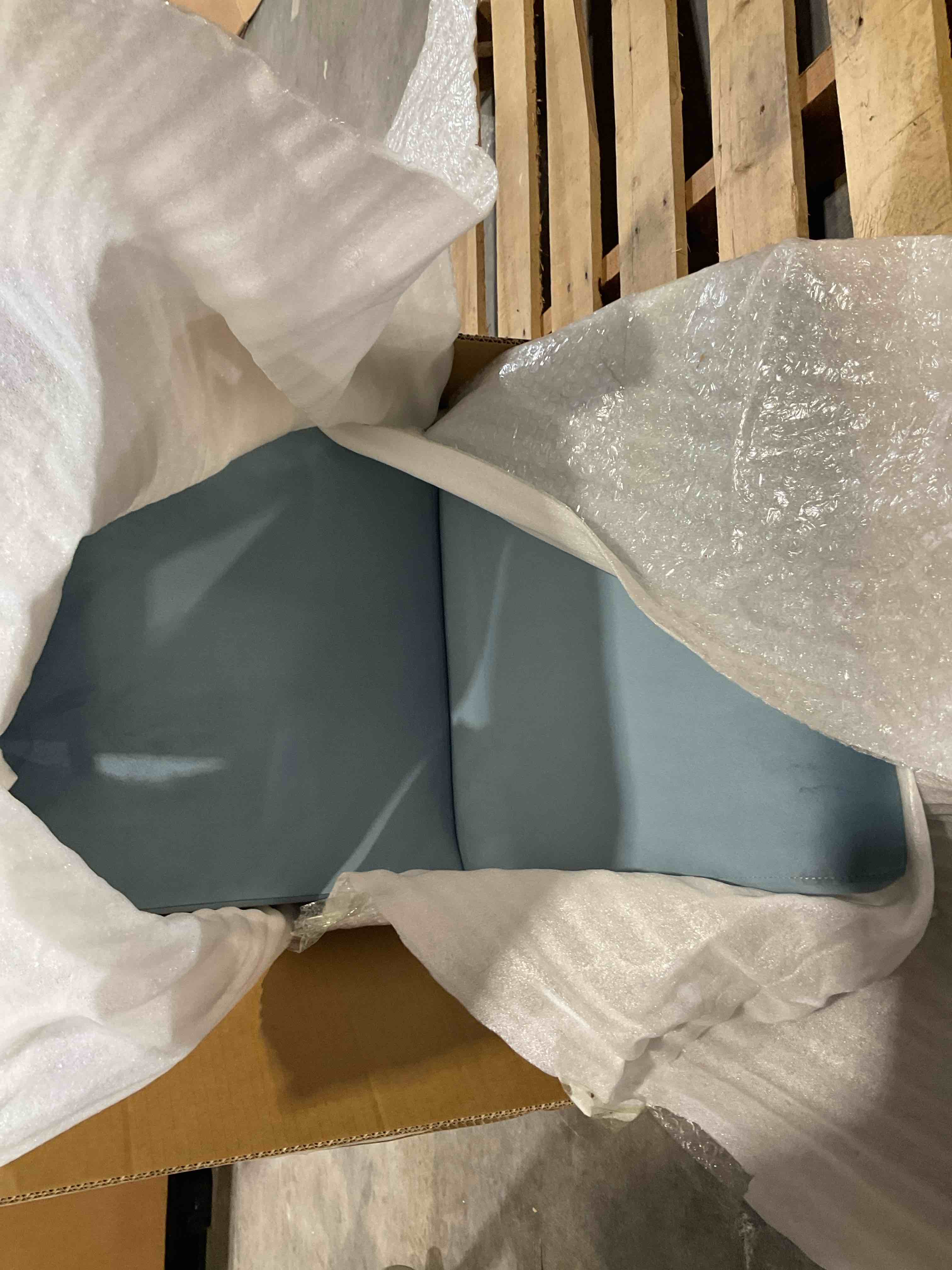 Condition photo showing New/Like New for element metal upholstered counter stool in graphite