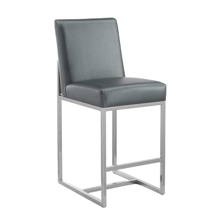 element metal upholstered counter stool in graphite