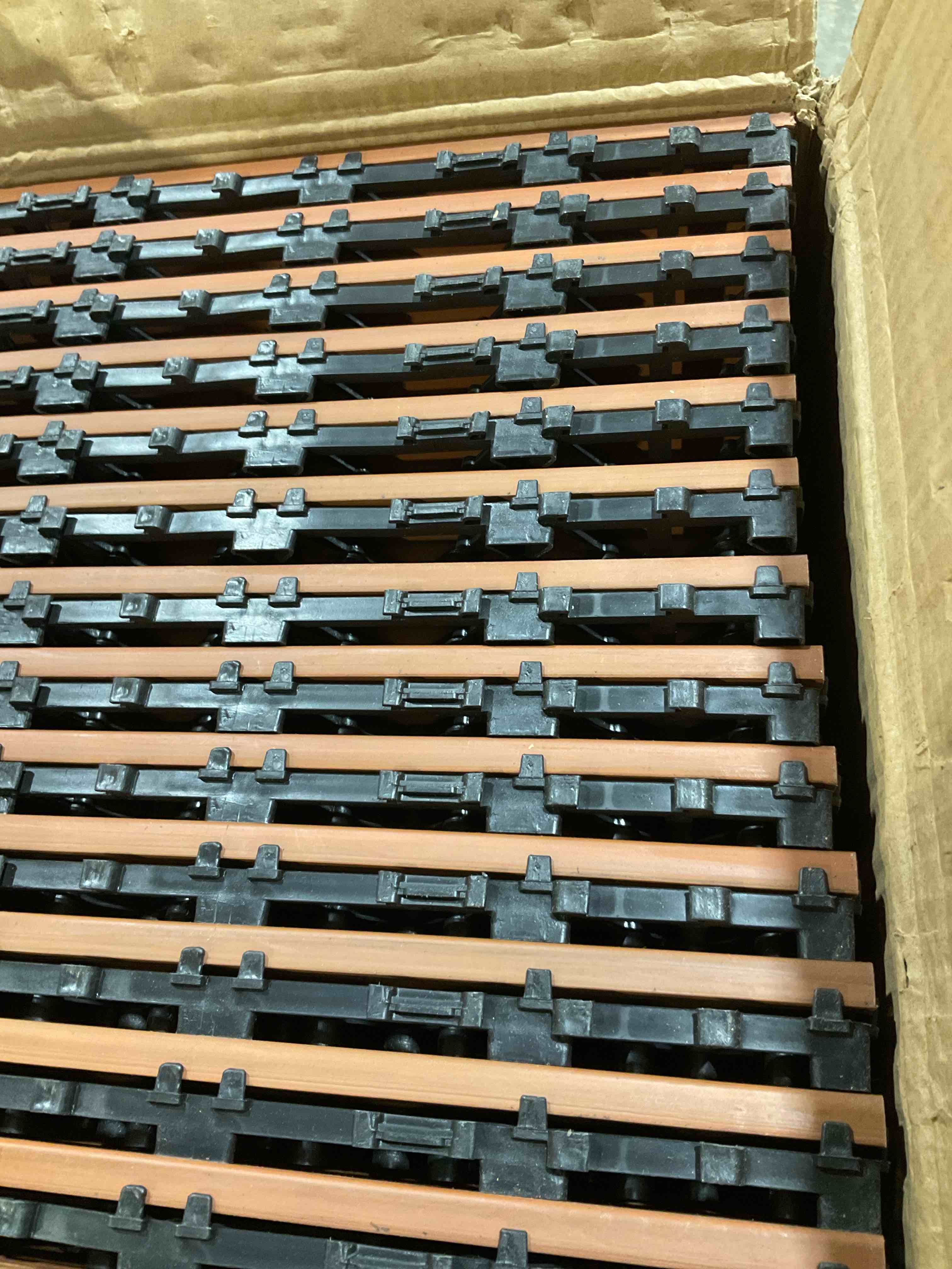 Condition photo showing New/Like New for 18 pcs wood - plastic floor, interlocking tiles, waterproof, flreproof 