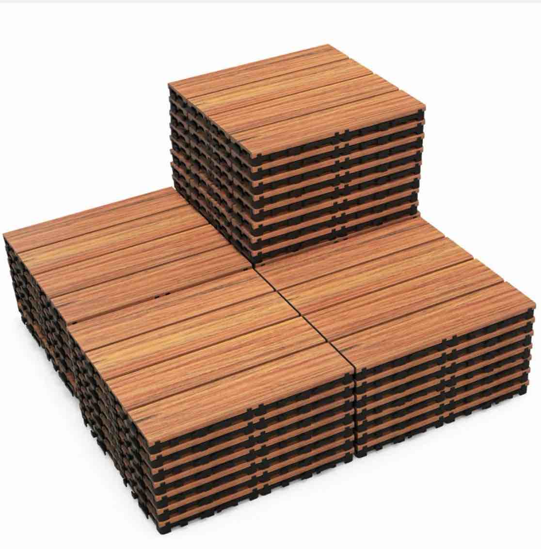 18 pcs wood - plastic floor, interlocking tiles, waterproof, flreproof 