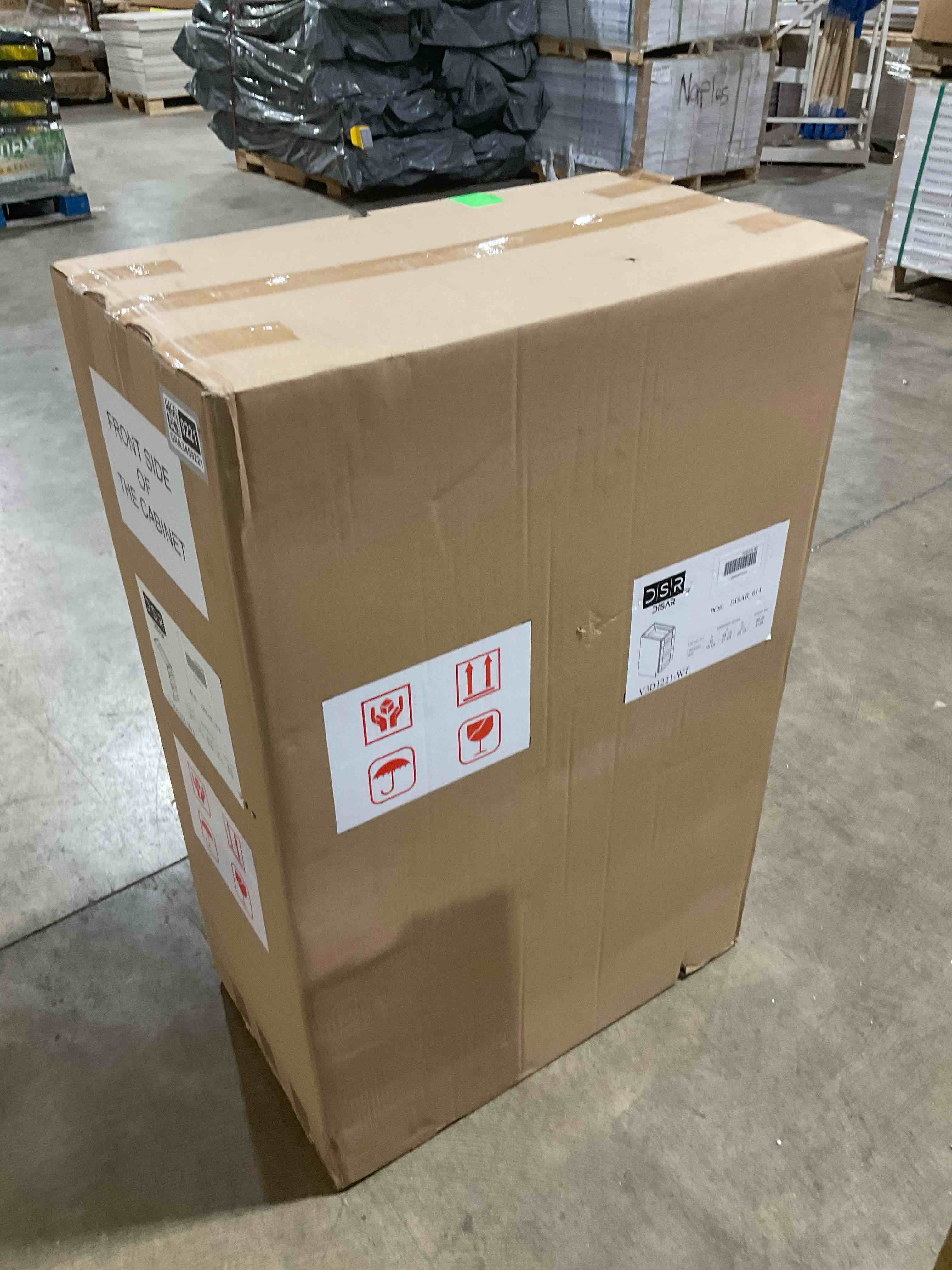 Condition photo showing New/Like New for disar 12'' drawer bathroom vanity base, shaker style, solid wood frame, dovetail drawers, full extension soft-close, plywood construction, fully assembled, modular vanity cabinet (white)