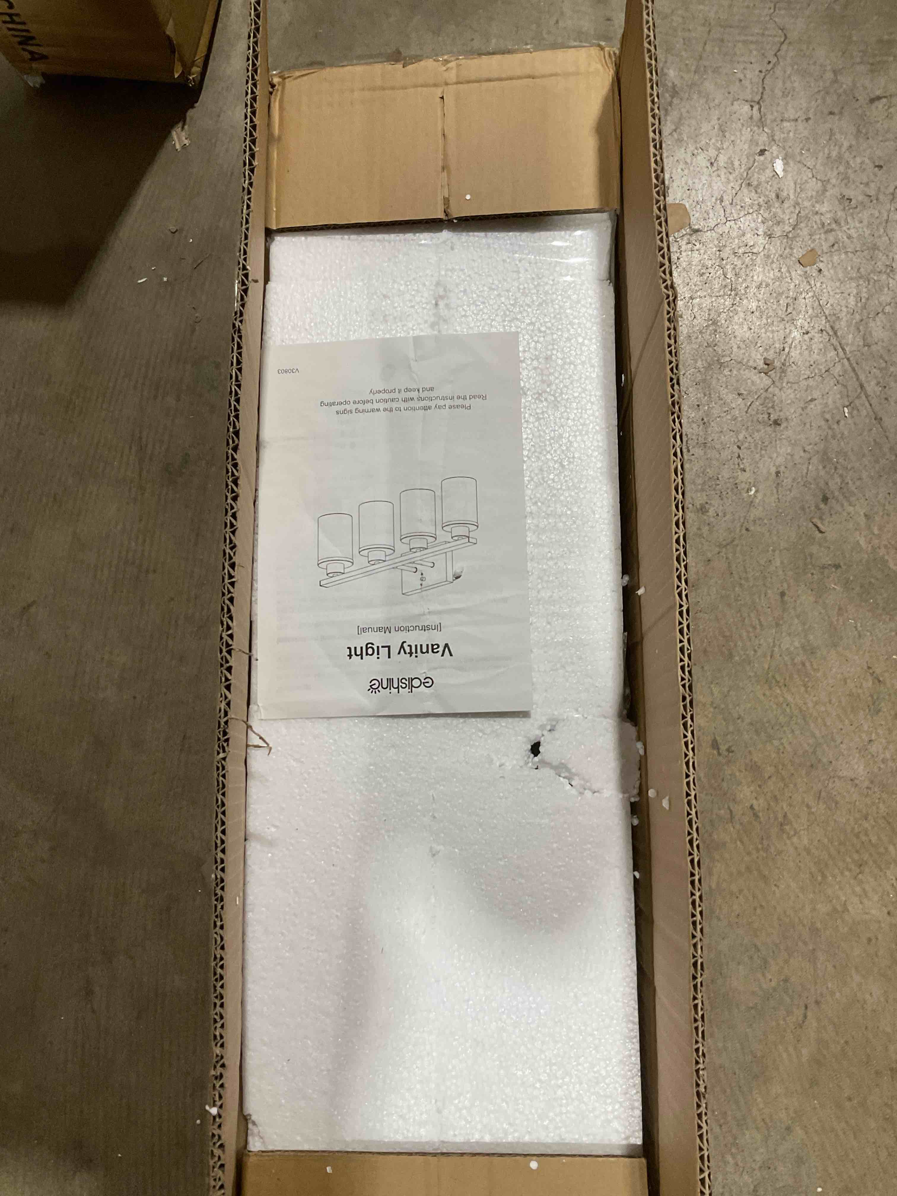 Condition photo showing New/Like New for 4-light bathroom light fixtures, matte black modern vanity lights with clear glass shades, bathroom wall lamp for mirror living room cabinet bedroom porch matte black 4-light