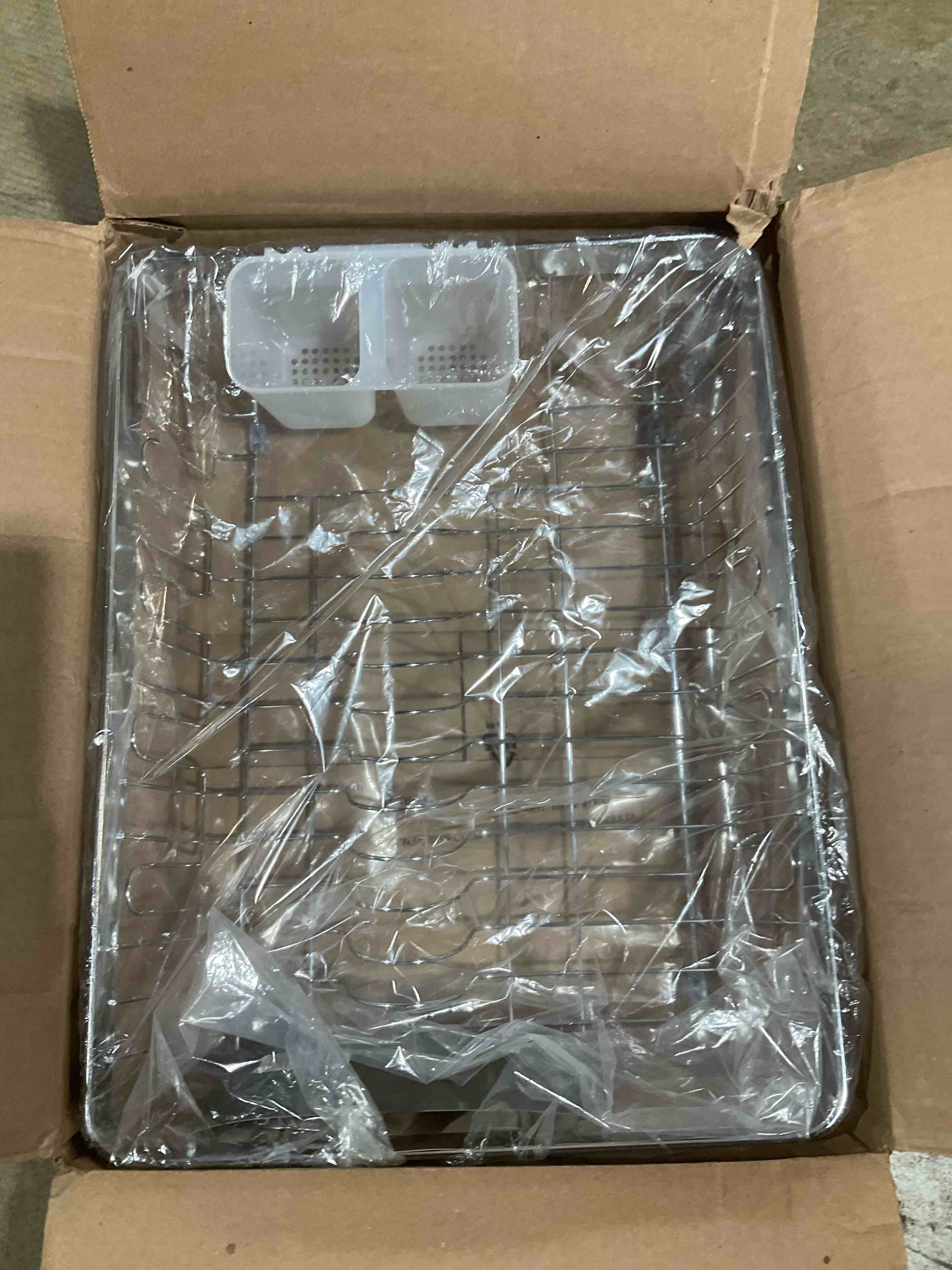 Condition photo showing New/Like New for kitchen details tray dish drying rack, utensil holder, counter top, pave diamond design collection, chrome