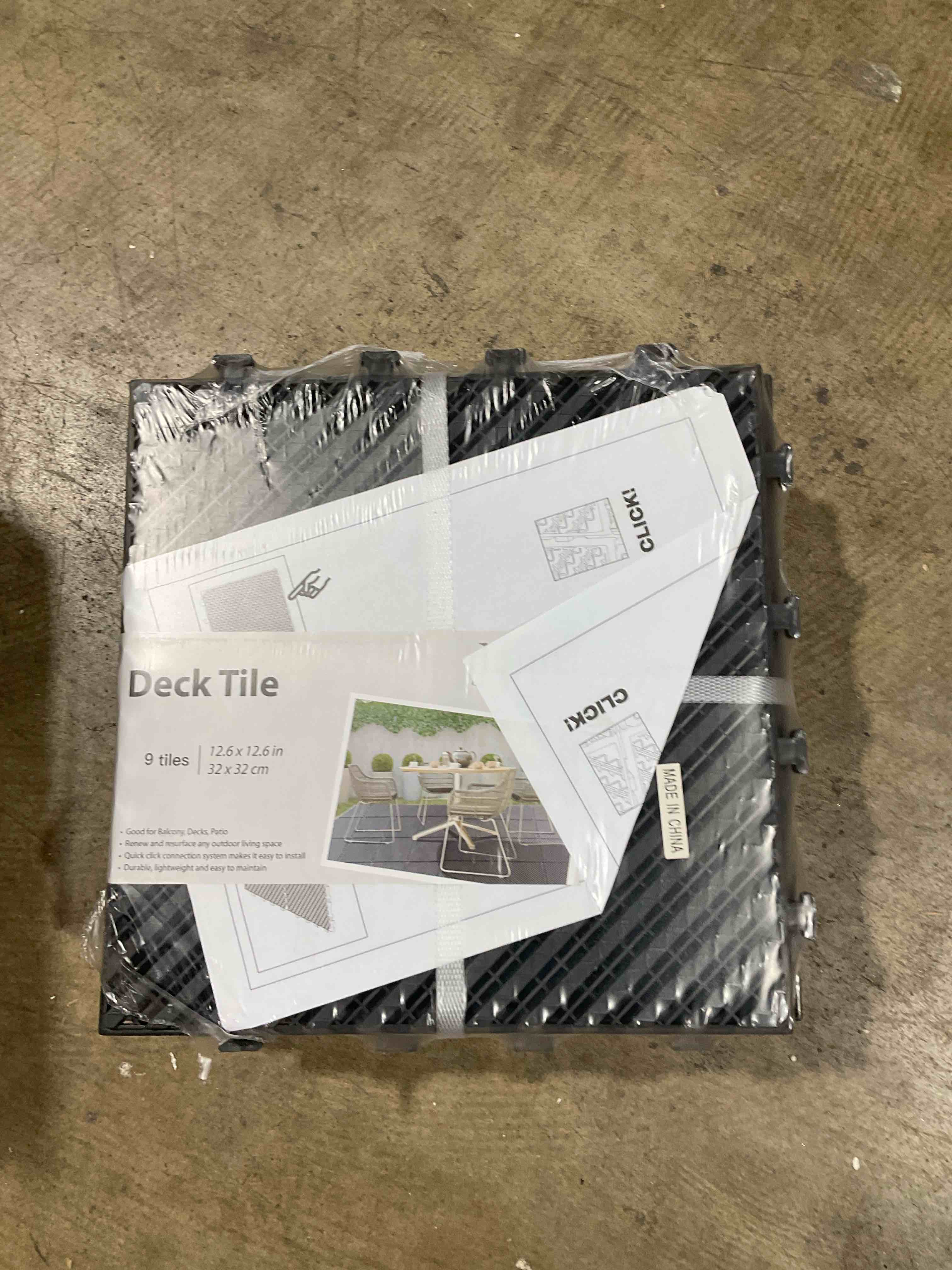 Condition photo showing New/Like New for patio interlocking deck tiles, 12"x12" square composite decking tile: