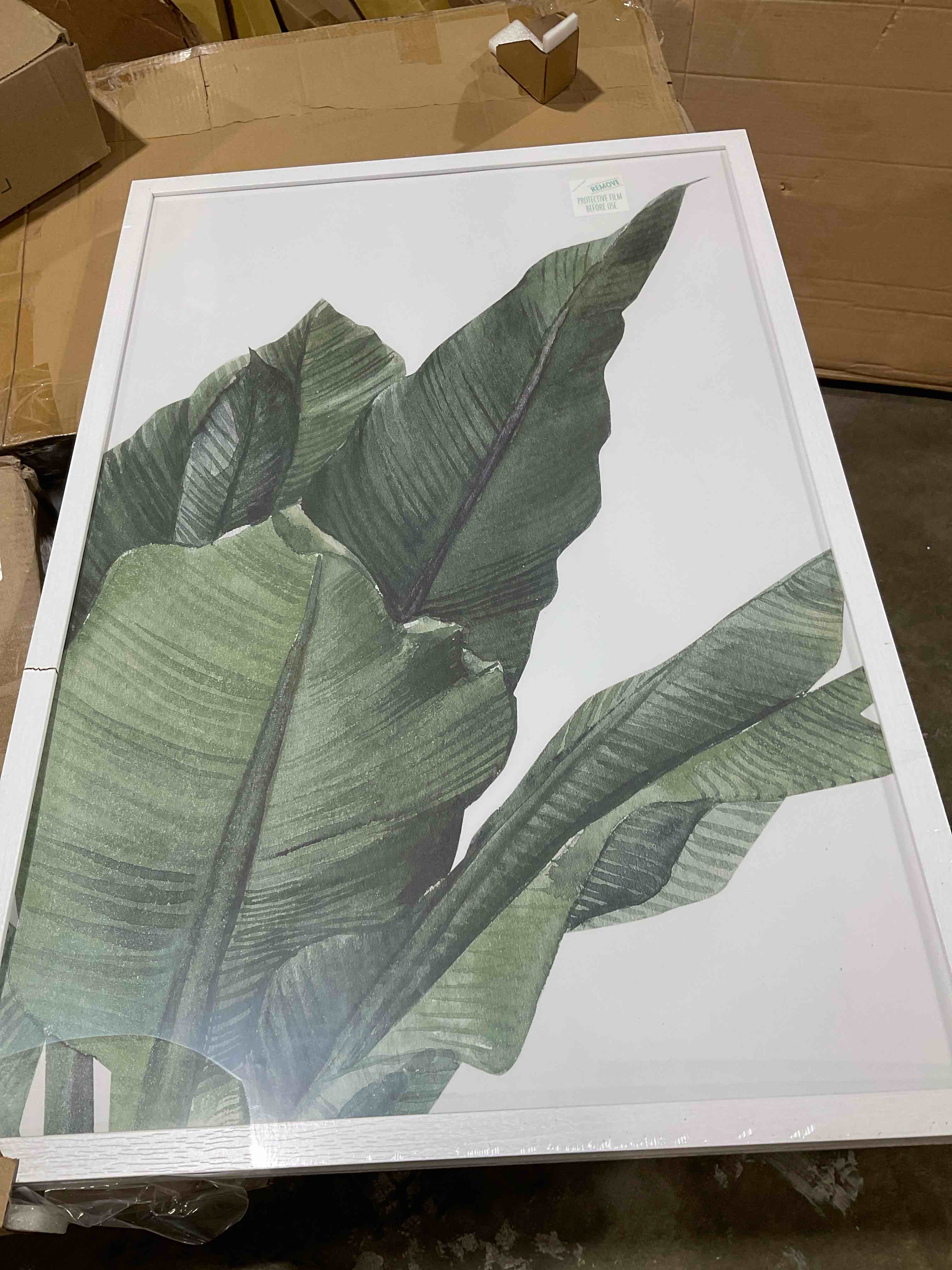 Condition photo showing As Is for banana leaf print set of 3 , palm leaf print , botanical print , palm tree print , tropical print , gallery wall art prints-s124