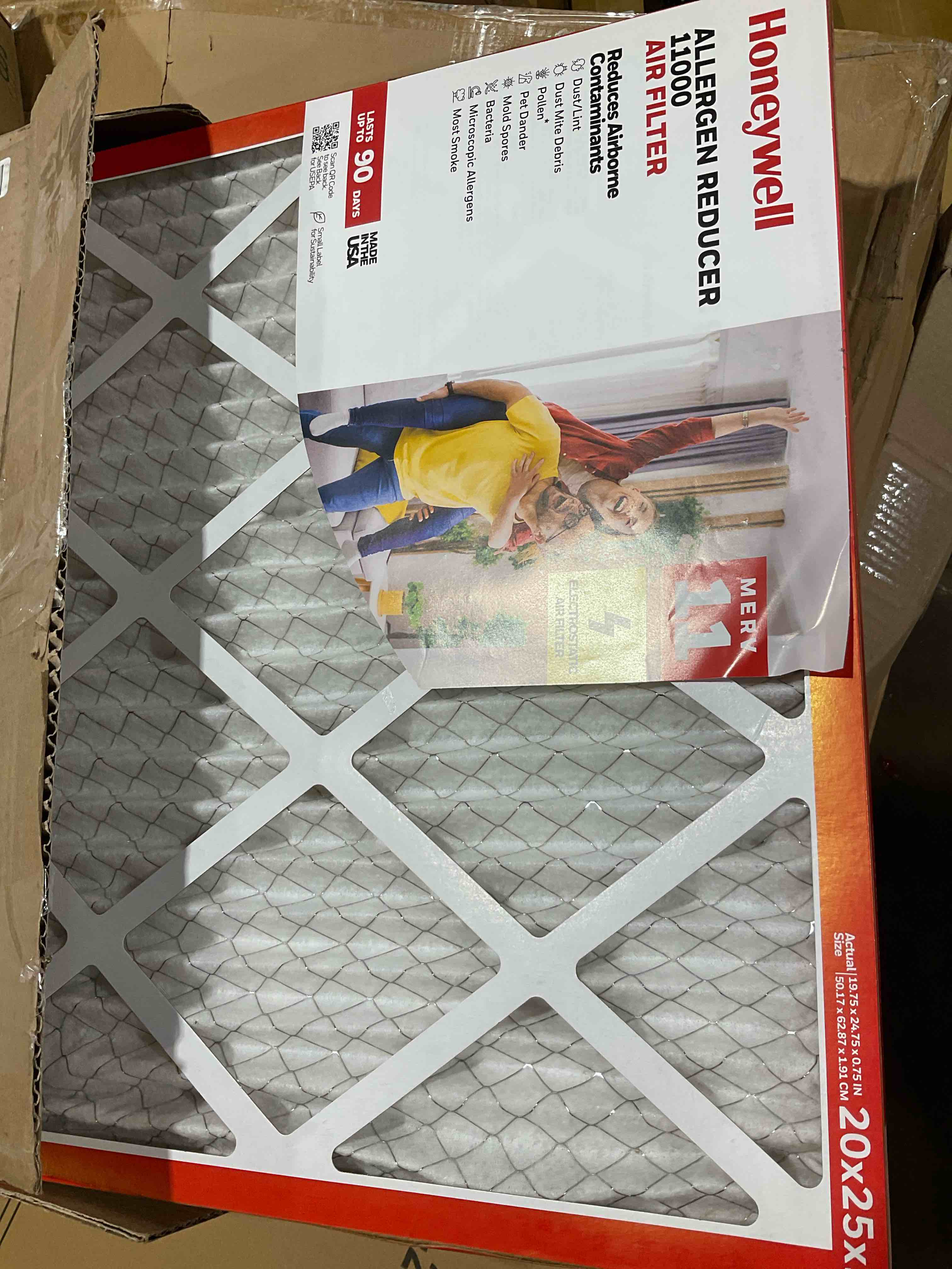 Condition photo showing New/Like New for honeywell 20x25x1 merv 11 allergen reducer 11000 electrostatic pleated hvac ac furnace air filter (4-pack) | replacement filter for home use | made in usa