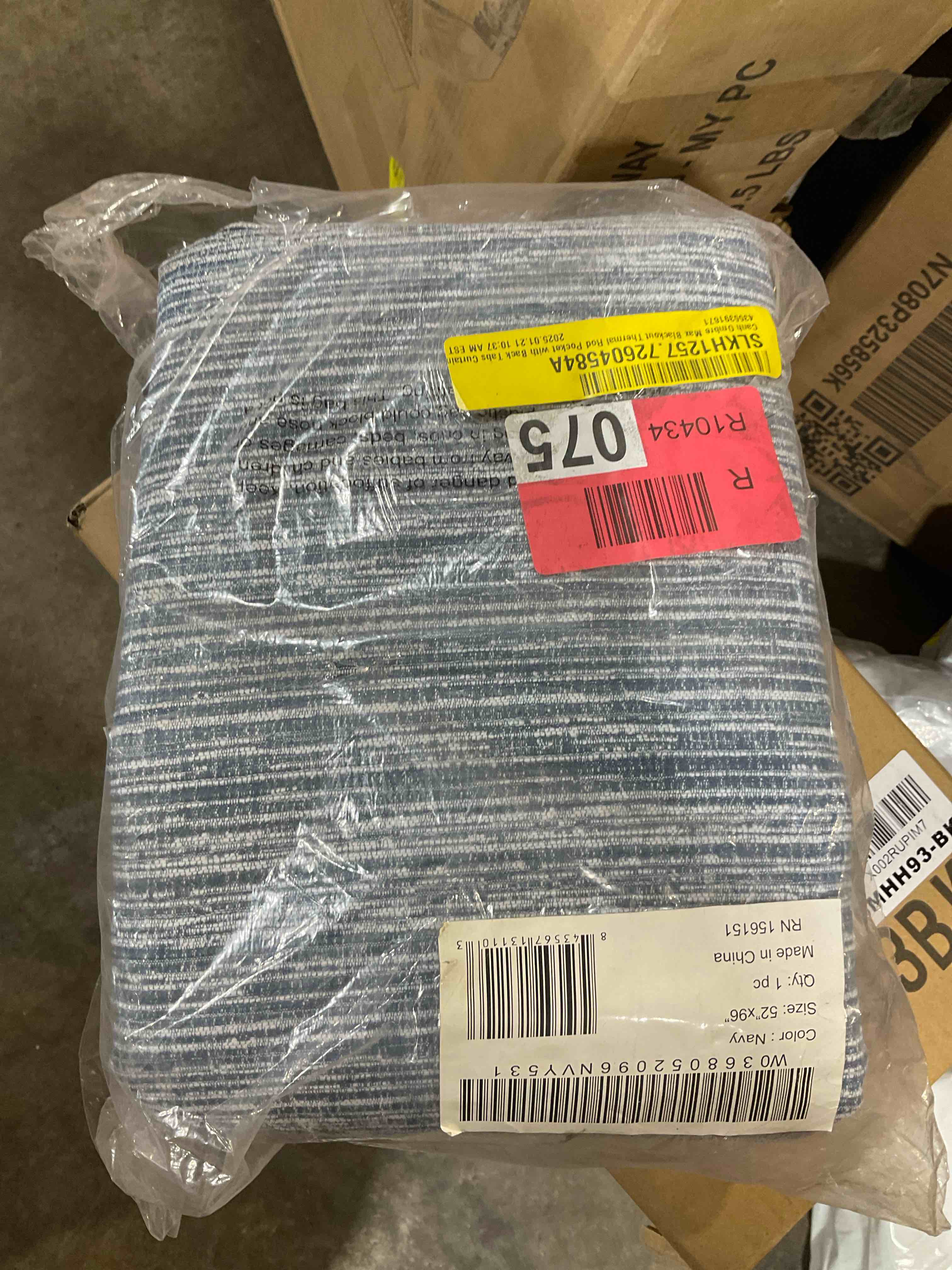 Condition photo showing New/Like New for b. smith swenson lined blackout window curtain panel, blue