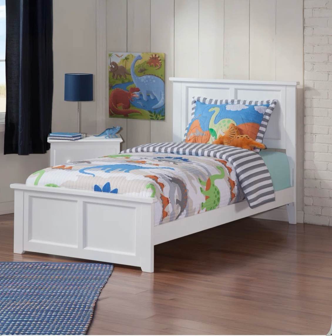 Amear Solid Wood Foundation Bed with Matching Footboard