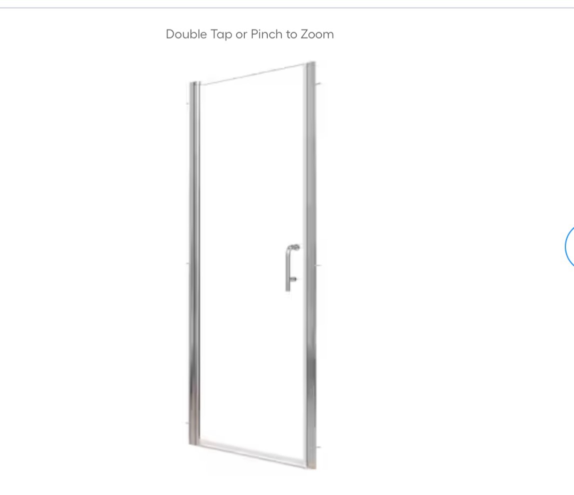 Vanityfus 28 Inch x 72 Inch Tempered Glass Shower Door with 304 Stainless Steel Handle - Brushed Nickel