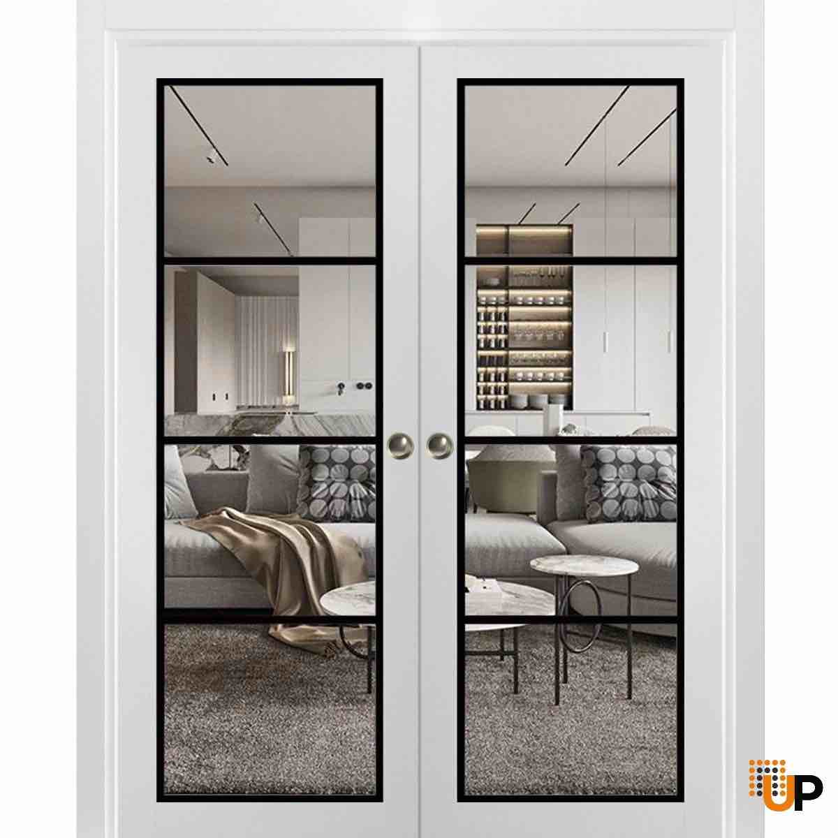6 Lite Clear Glass Pocket Door Solid core Pantry Sliding closet door 