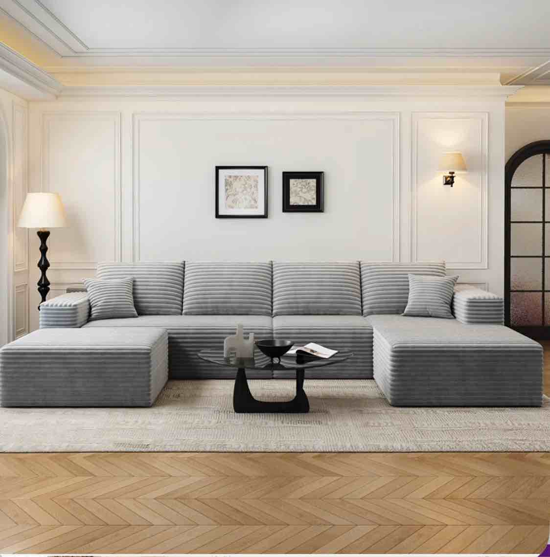 Simonsen 135.4"Cloud Modular Sectional Couch with 1 Ottoman, Model