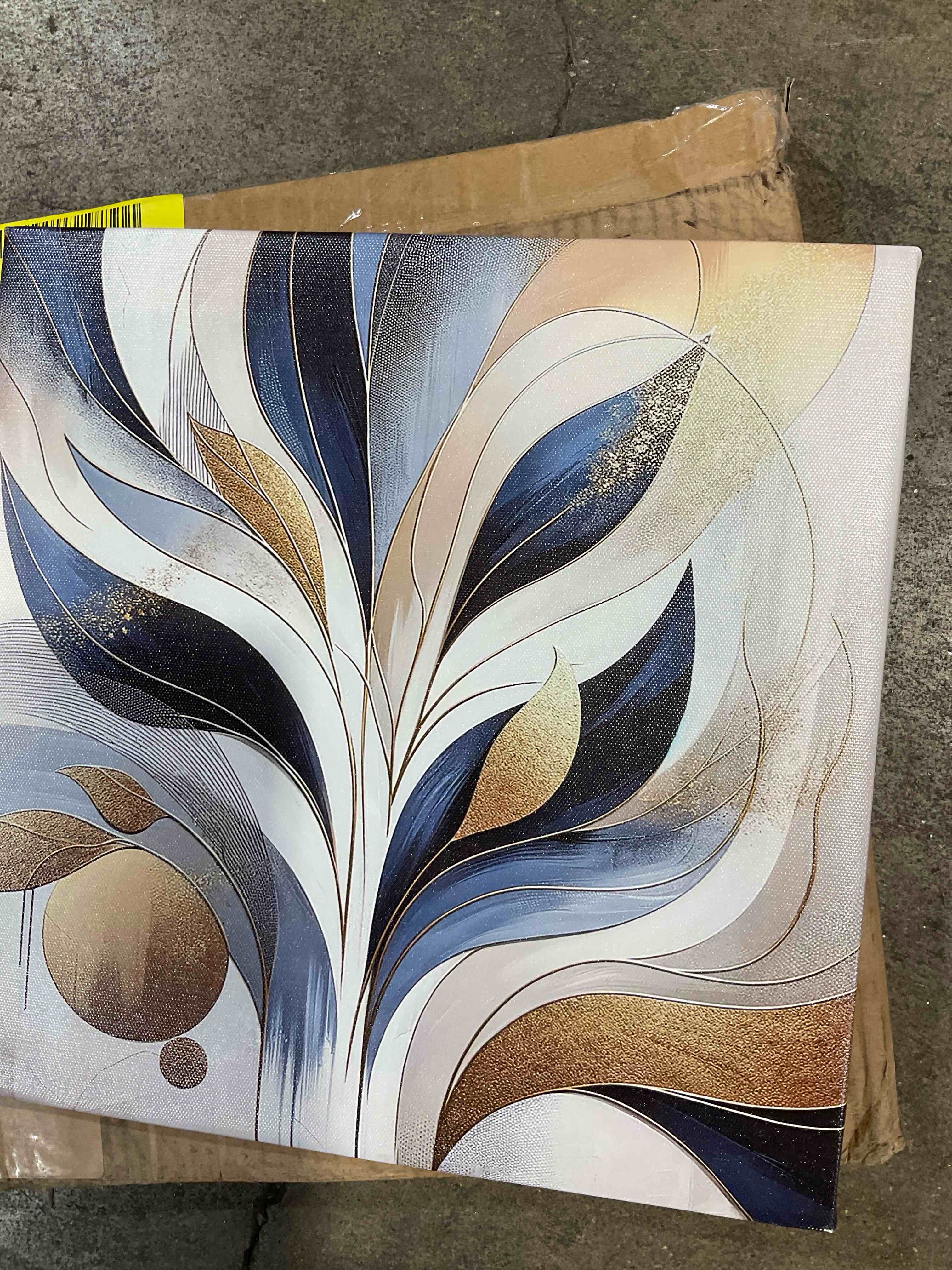 Condition photo showing New/Like New for opulent gold and navy botanical 