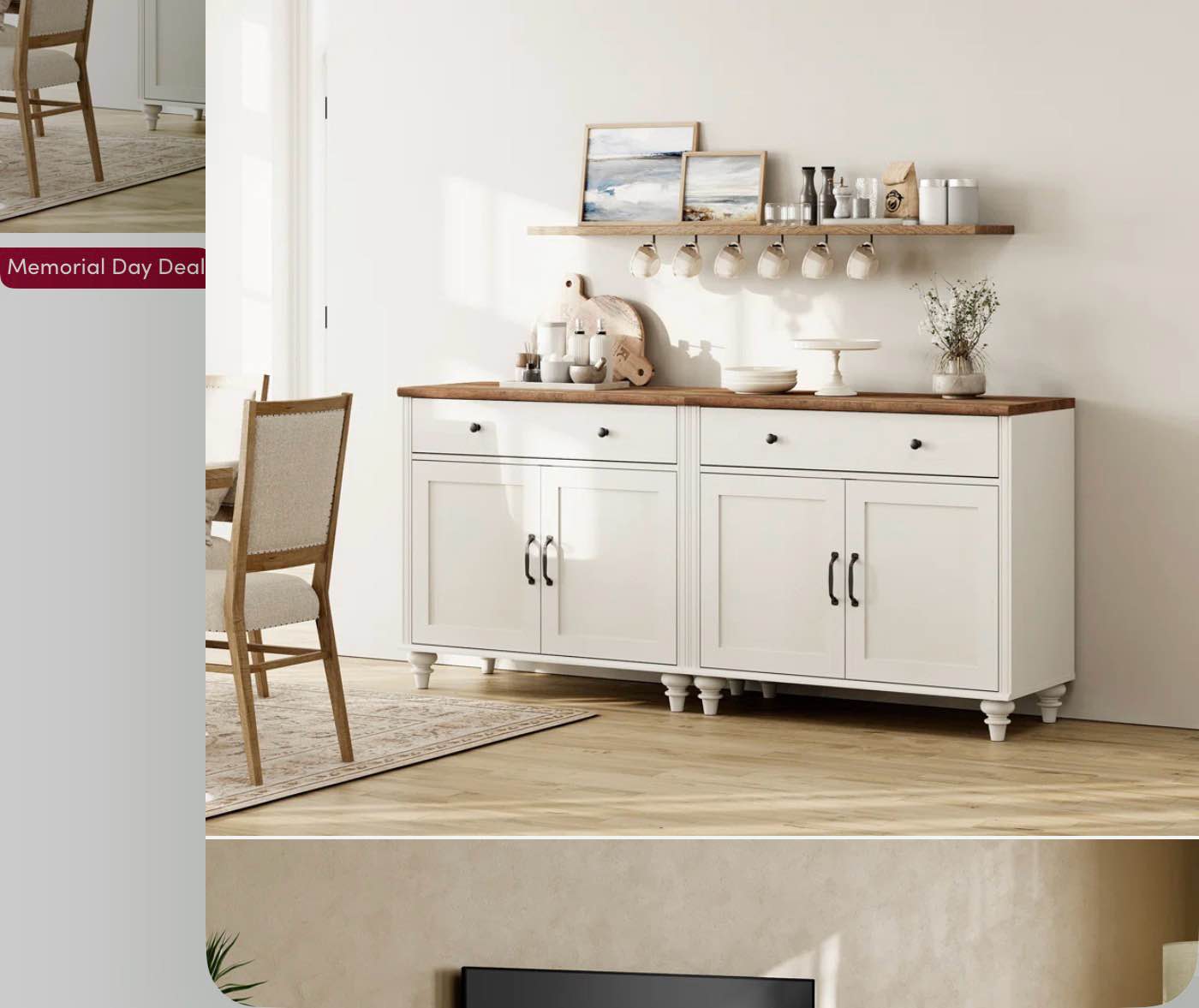 Scarlett Sideboard Cabinet With 5 Drawers And 4 Doors, Vintage Wood