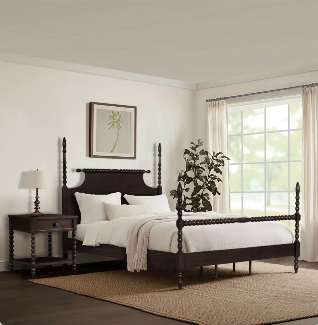 beckett solid wood low-profile bed frame with spindle design only hadboard