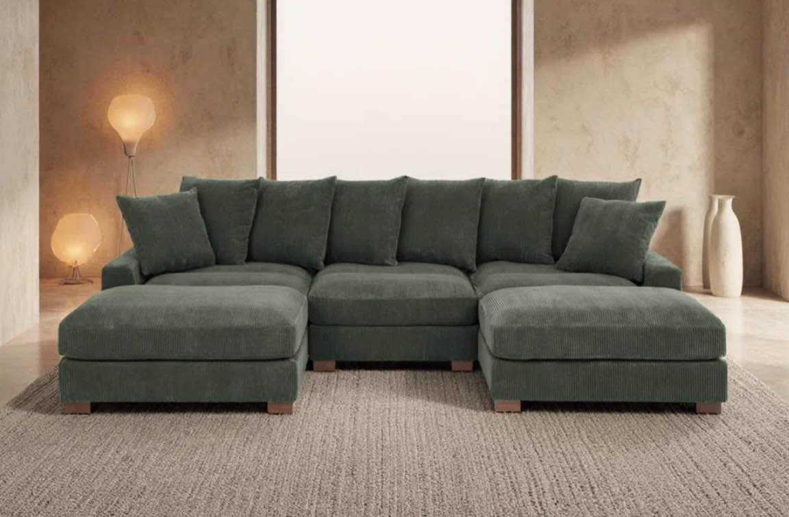 ashira wide reversible modular corner sectional with ottoman