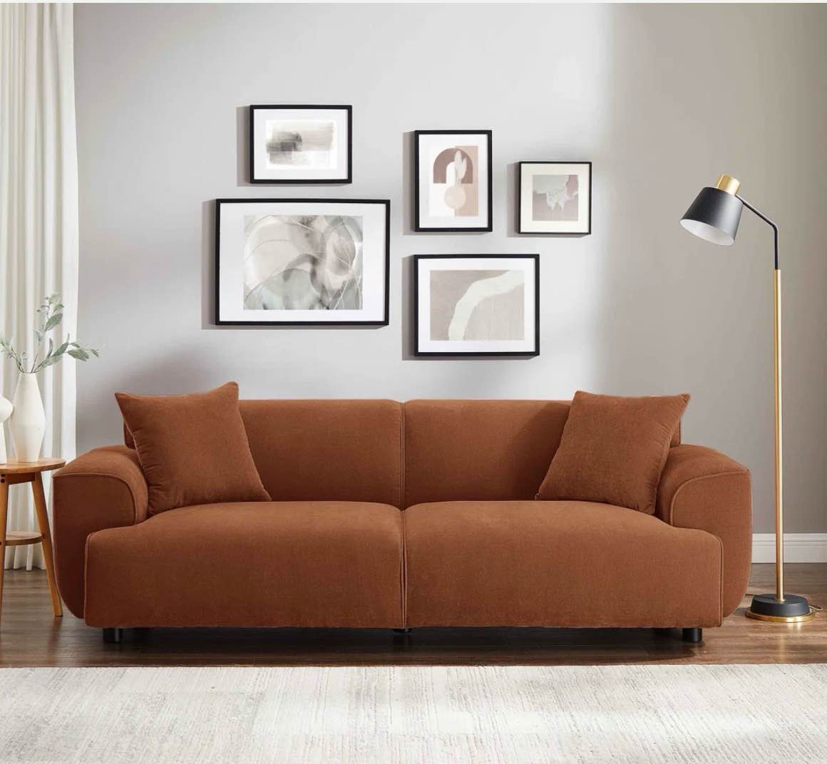 minimore modern style sofa 91” w upholstered 3 - seater sofa