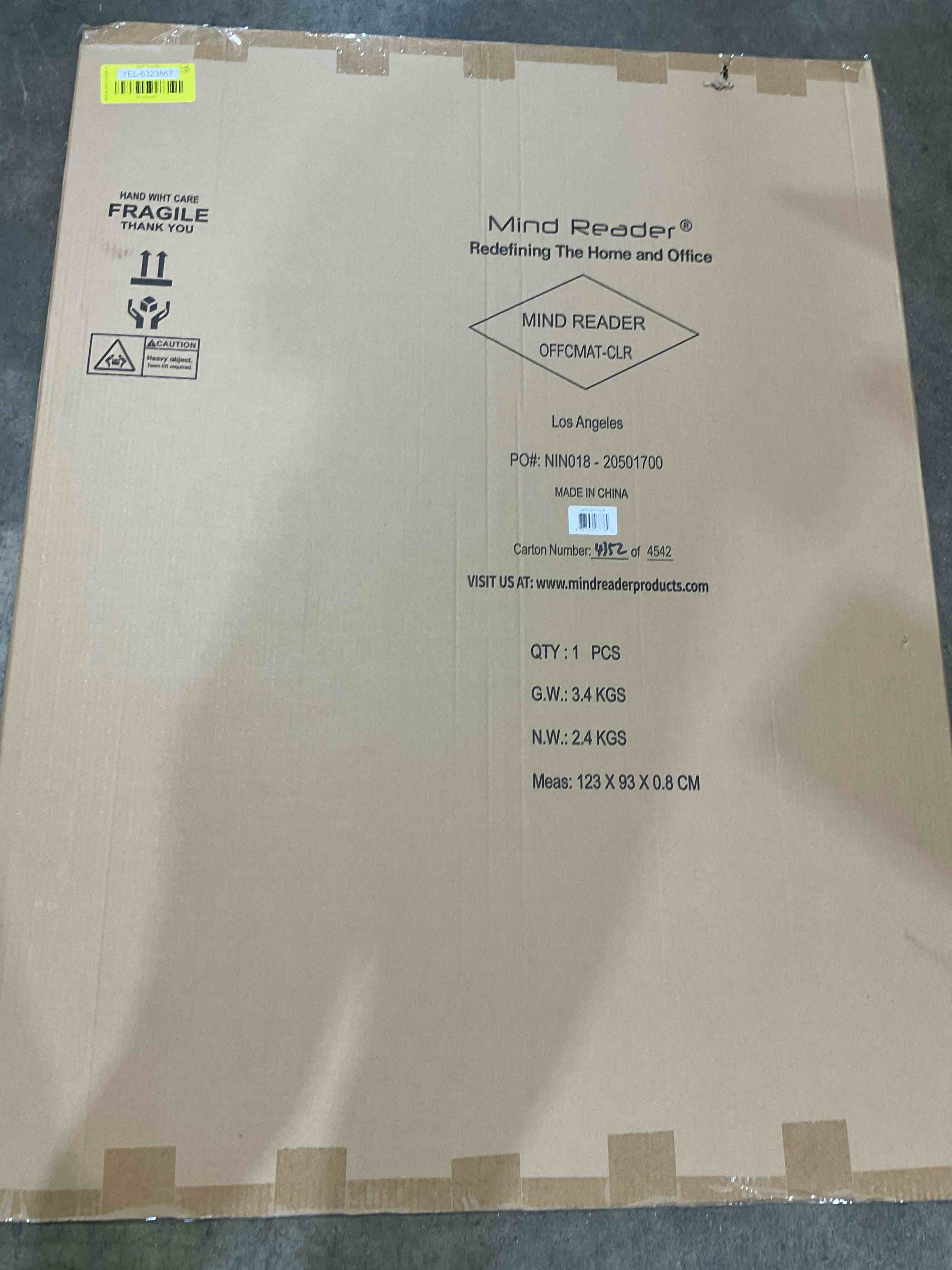 Condition photo showing New/Like New for mind reader - office chair mat for carpet, under desk protector, carpet grips, rolling, pvc, 47.5"l x 35.5"w x 0.125"h - clear