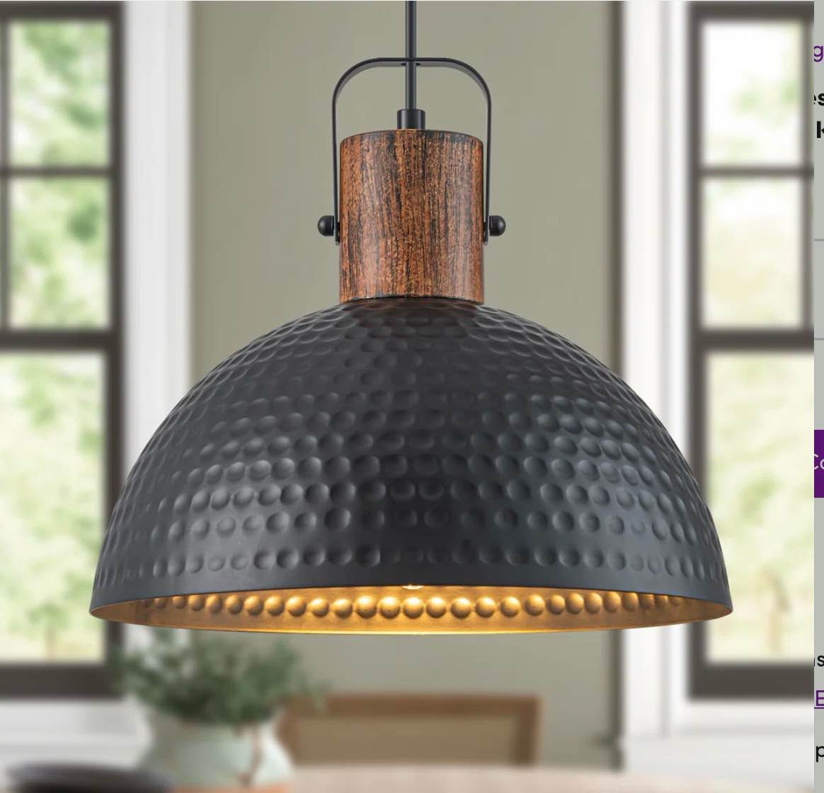 kensaku 1- light 11.81" dimmable dome hammered single pendant