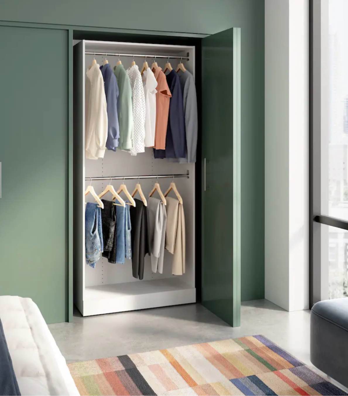 36w X 16d Double Hanging Closet Organizer Tower incomplete