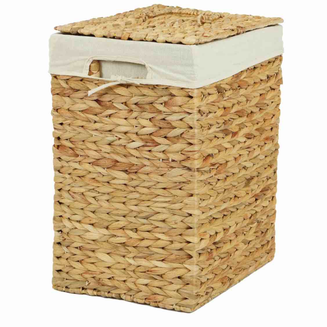 Handmade Rectangular Water Hyacinth Wicker Laundry Hamper with 