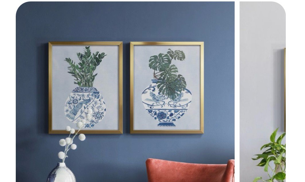 "Moonlight Vase I " 2 - Pieces Painting Print