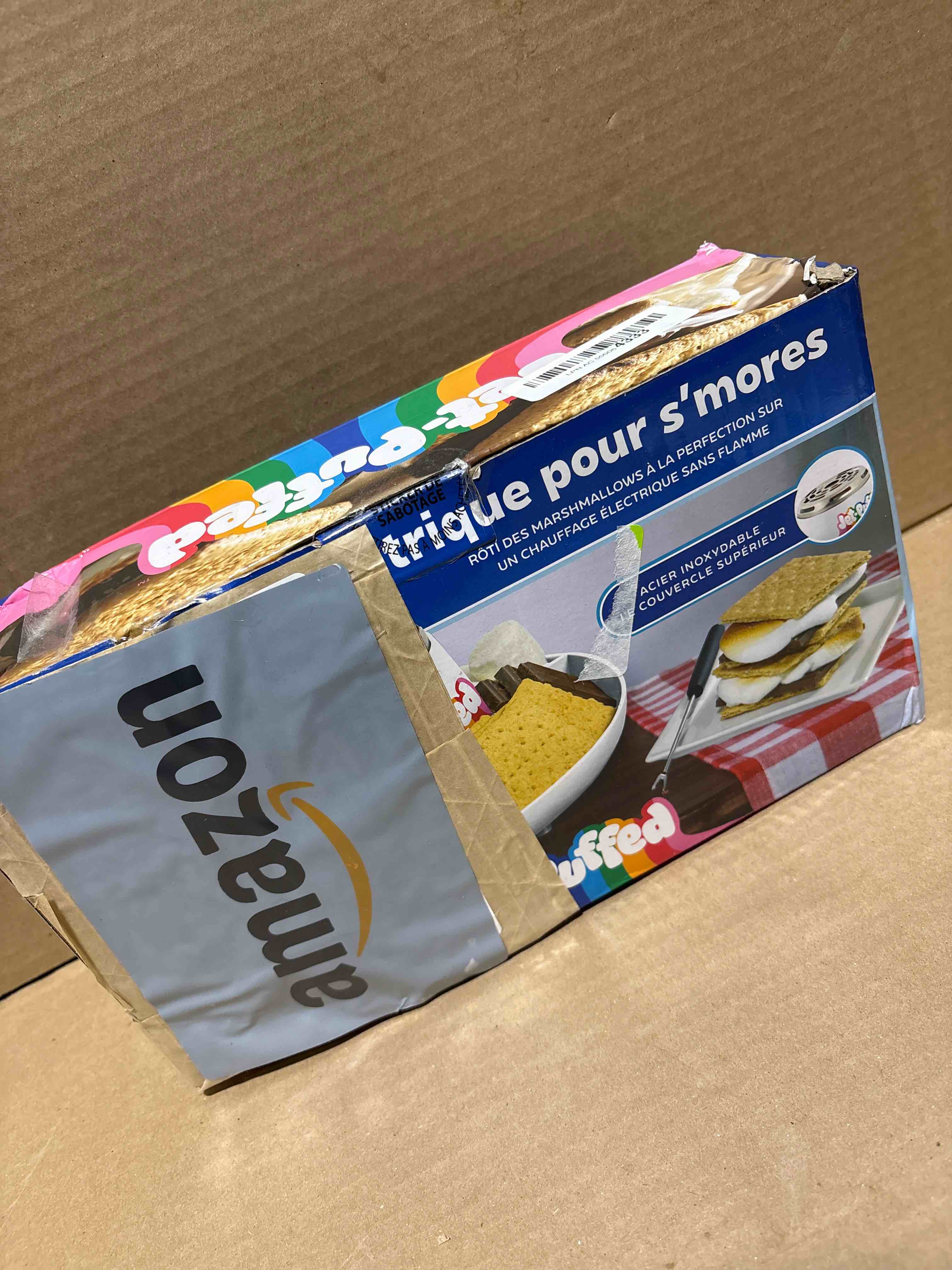 Condition photo showing Good Condition for Nostalgia Jet-Puffed Tabletop Indoor Electric S'mores Maker - Smores Kit With Marshmallow Roasting Sticks and 4 Compartment Trays for Graham Crackers, Chocolate, Marshmallows - White Jet Puffed S'mores