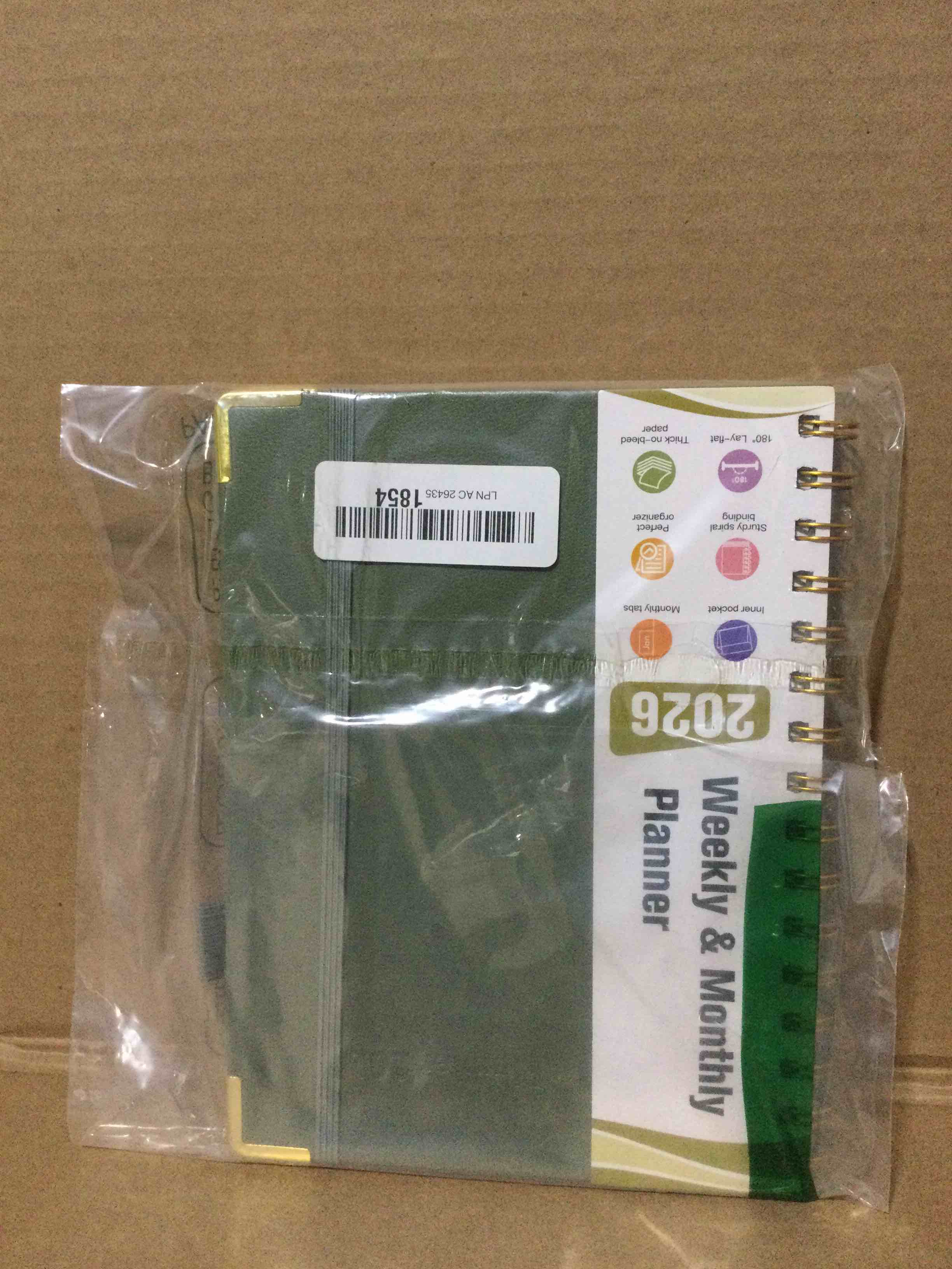 Condition photo showing New/Like New for 2026 Planner, Hardcover Leather Weekly and Monthly Planner, January 2026 - December 2026, Spiral Yearly Agenda Organizer Book 2026 with Tabs, Daily Calendar Planners for School Work Home, A5 (5.75" x 8.38"), Green Green A5