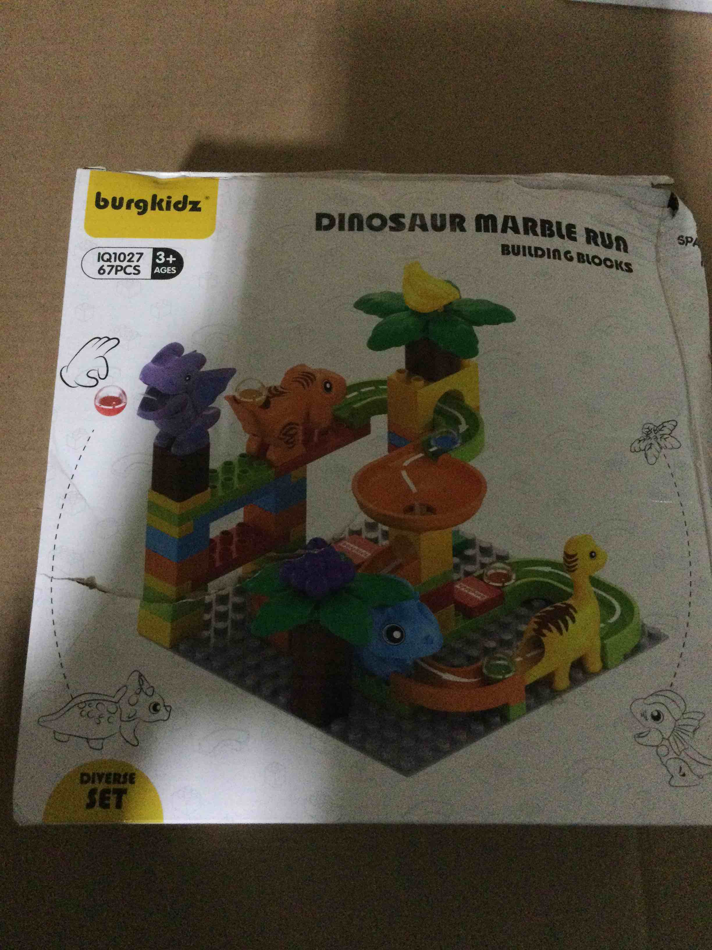 Condition photo showing Good Condition for Kids Marble Run Building Block Dinosaur, Montessori Learning Resources STEM Toy Bricks Maze Puzzle Set Race Track Compatible with Major Brands for Age 3 4 5 6 7 8+ Boys Girls Birthdays Dinosaur Blocks