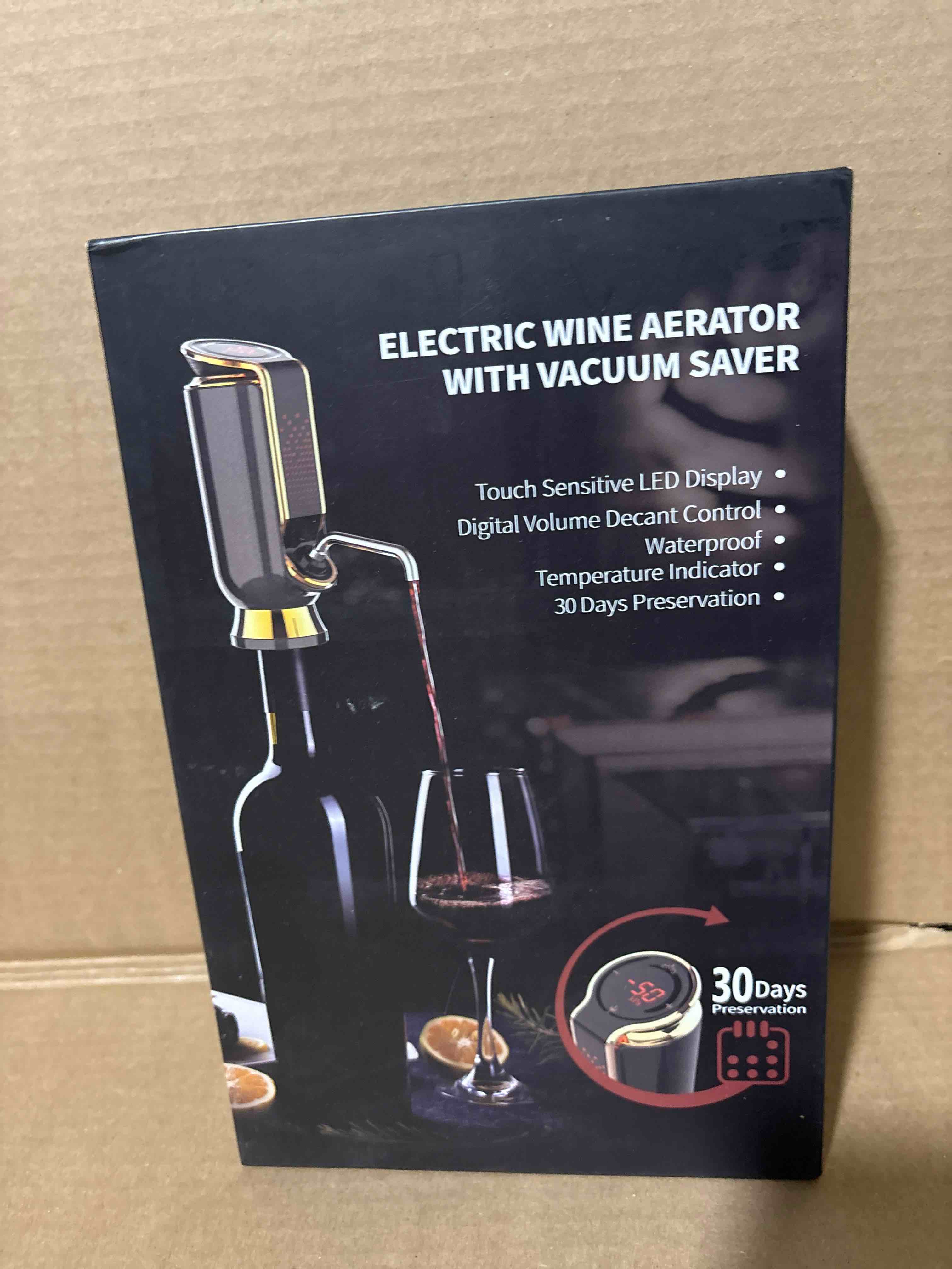 Condition photo showing New/Like New for Luxurious 4-in-1 Electric Wine Aerator, Decanter, Dispenser & Vacuum Saver with LED Display - Wine Pourer Gift for Women and Wine Lovers Gold