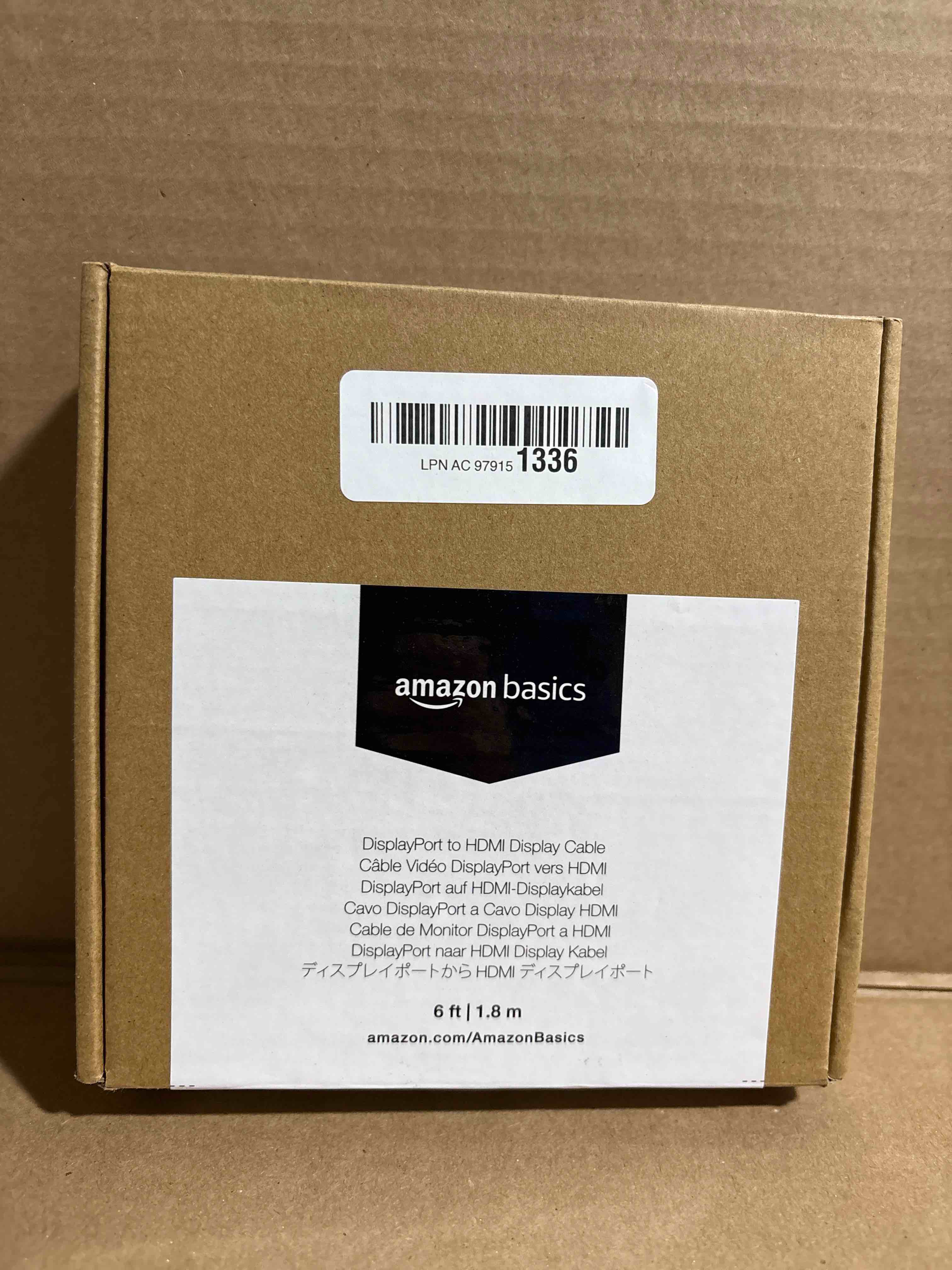 Condition photo showing New/Like New for Amazon Basics DisplayPort to HDMI Cable, Uni-Directional, 4K@30Hz, 1920x1200, 1080p, 6 ft, Black 1-Pack 6 Feet