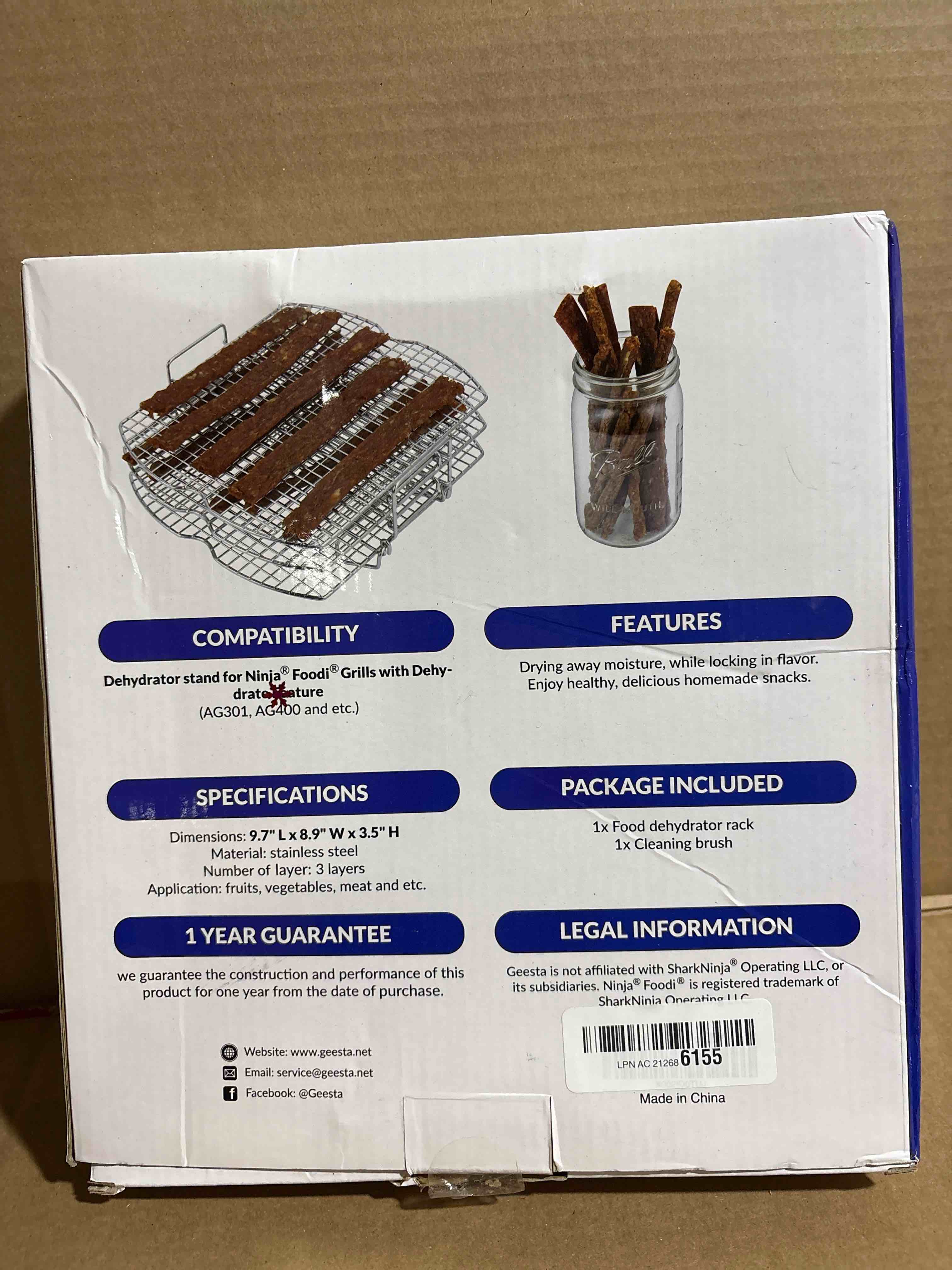 Condition photo showing New/Like New for Geesta Dehydrator Rack Stainless Steel Stand Compatible with Ninja Foodi AG300, AG300C, AG301, AG301C, AG302, AG400, IG301A Ninja Foodi Grill Accessories Square
