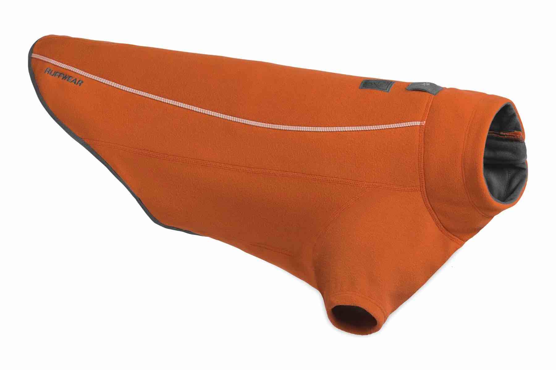 ruffwear, climate changer quick drying, breathable fleece jacket for dogs, canyonlands orange, x-small