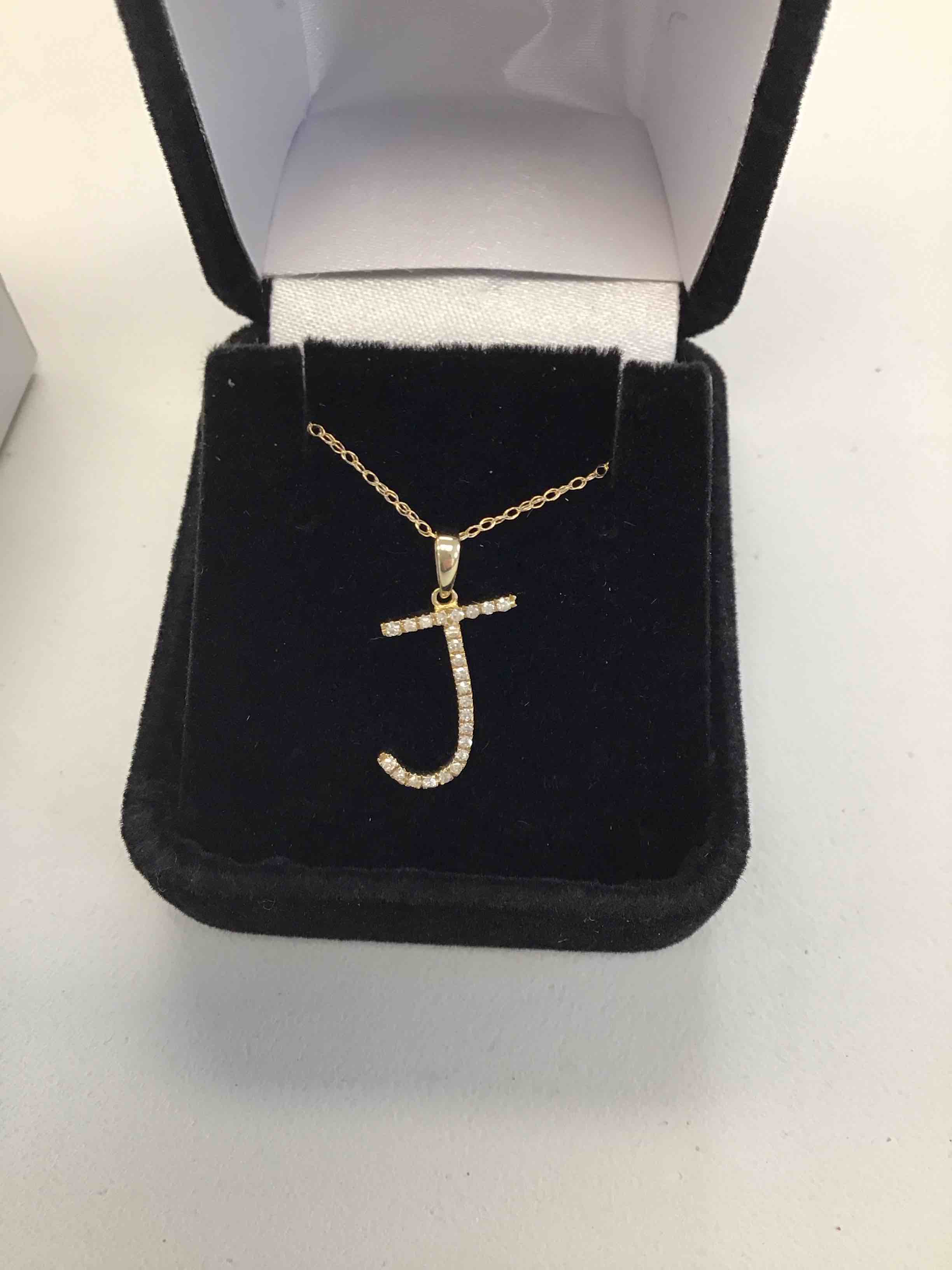 Condition photo showing Good Condition for Letter J Gold Necklace 