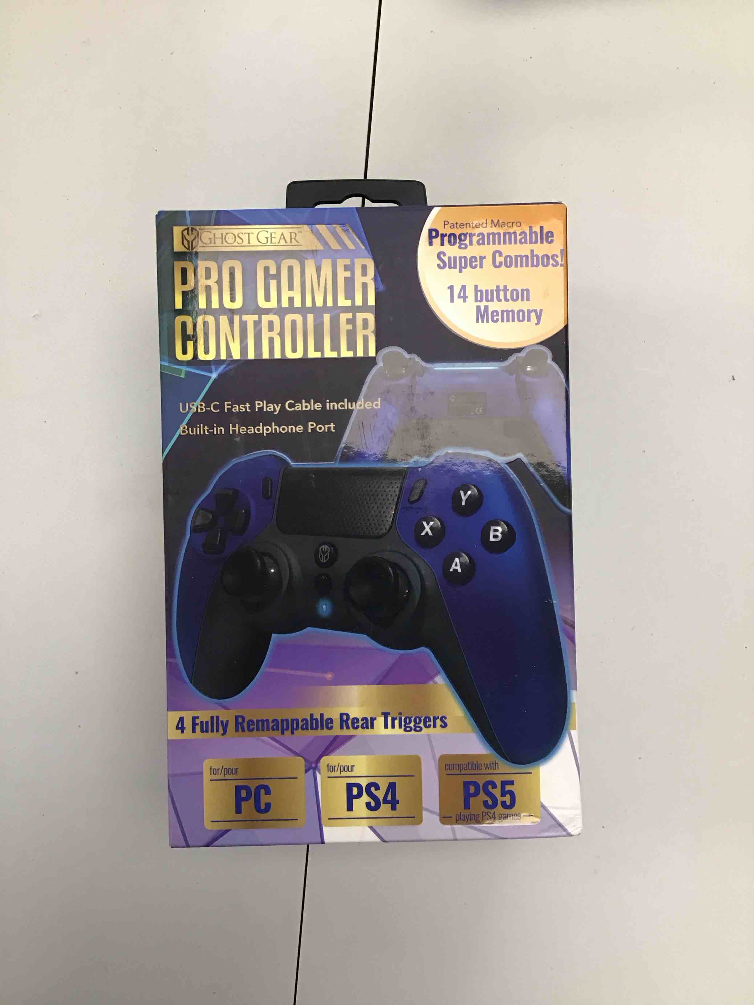 Condition photo showing New/Like New for Ghost Gear PS4 Pro Controller Gamepad [Metallic Blue] - High-Speed Wired Connectivity  Four Programmable Rear Triggers  Zero Latency Gameplay - Made for PC/PS4