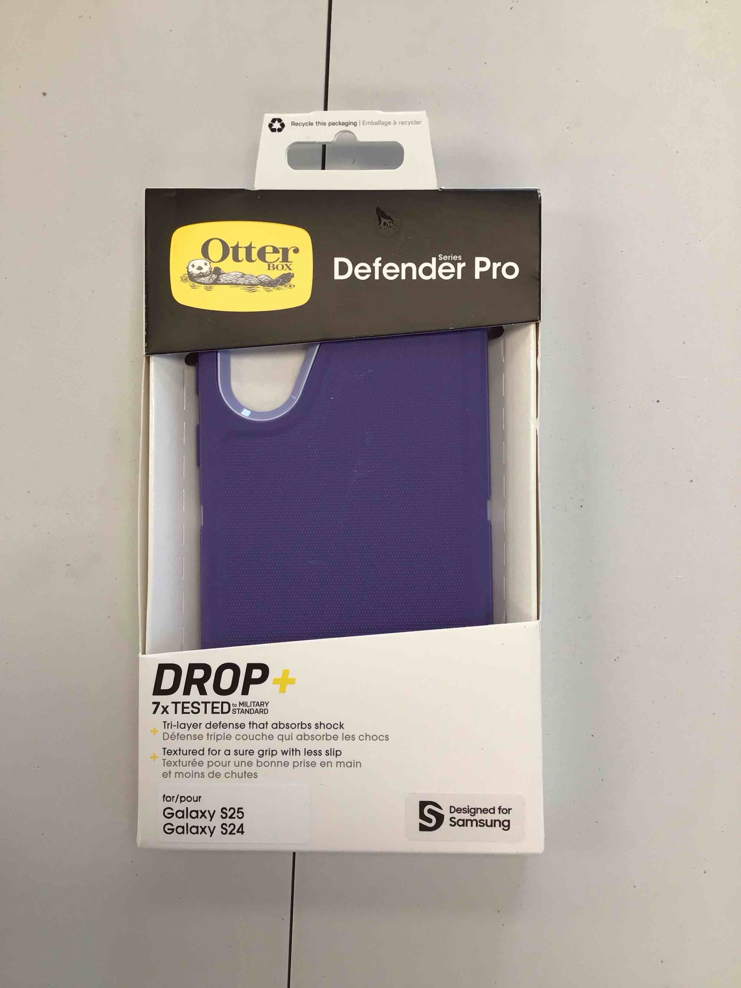 Condition photo showing New/Like New for OtterBox Samsung Galaxy S25/S24 Defender Series Pro Case - Mountain Majesty Purple: Bump-Resistant Protection