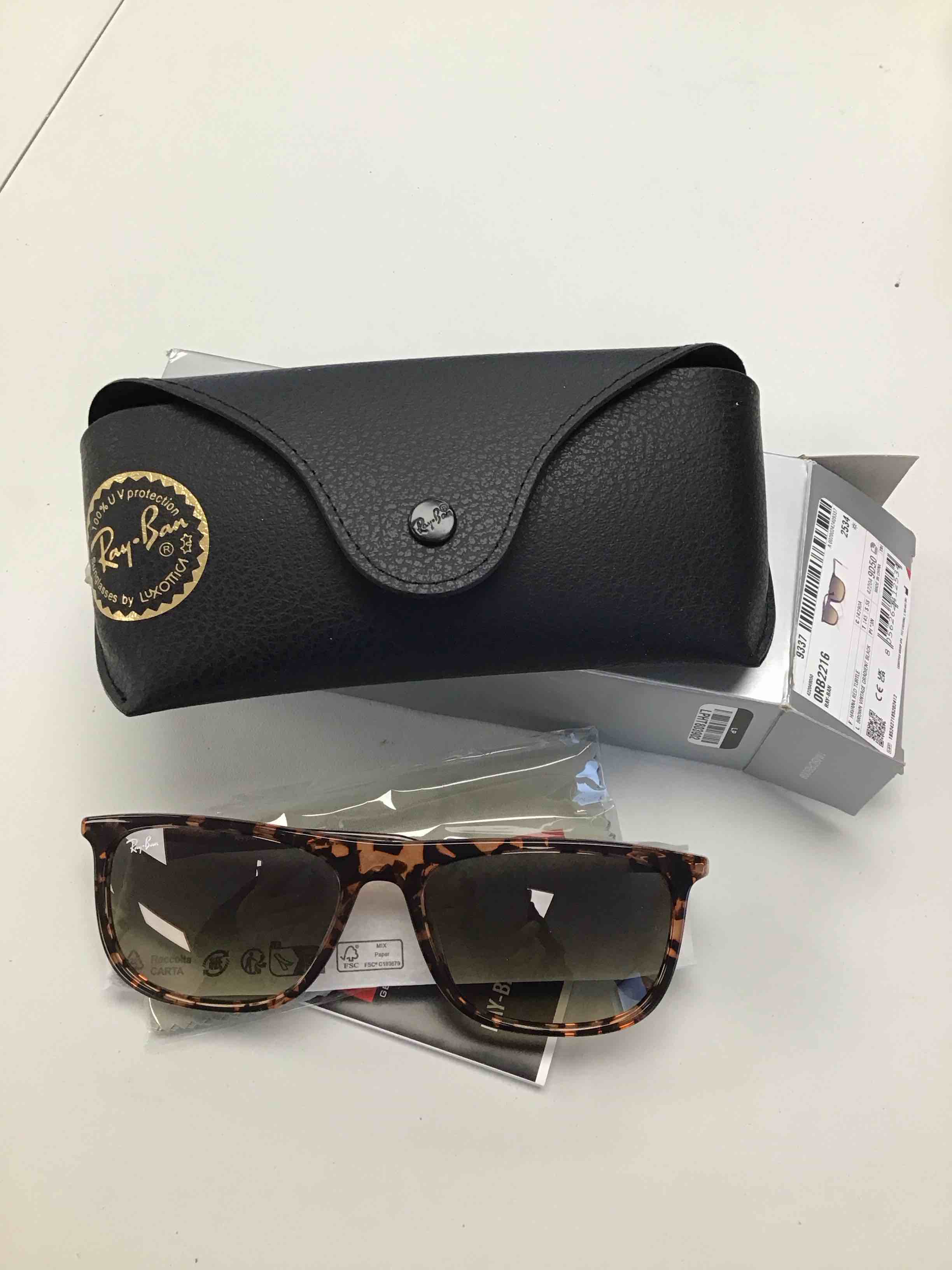 Condition photo showing New/Like New for Ray-Ban RB2216 14290A Men's Sunglasses Tortoiseshell Size 58