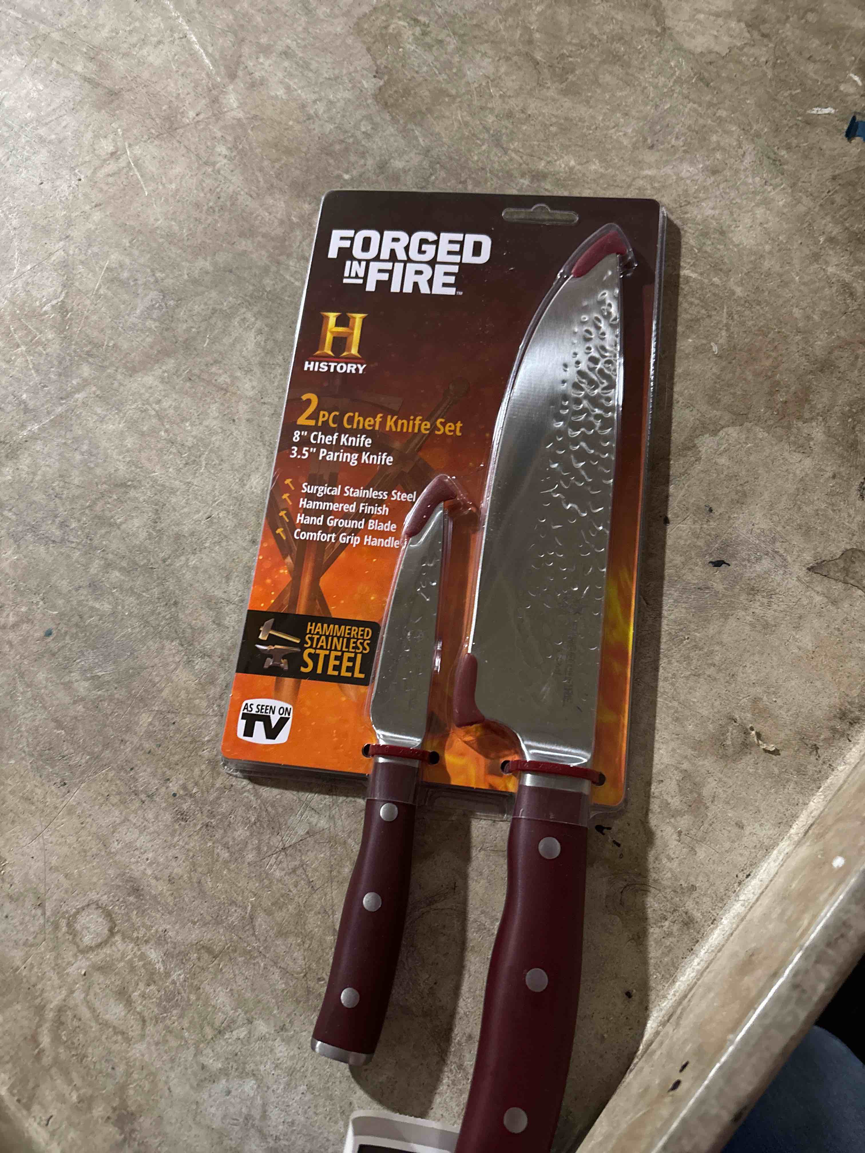Condition photo showing Brand New for forged in fire 2 pieces chef knife set  as seen on tv