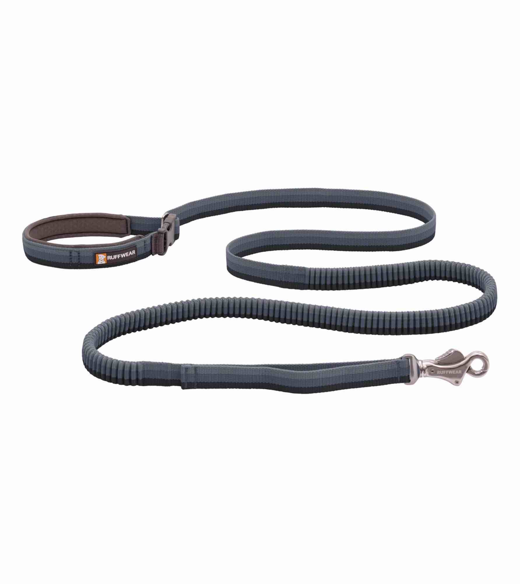 ruffwear, roamer bungee dog leash for running, biking or hiking, can be used hand-held or hands-free, granite gray, 7.3'-11'