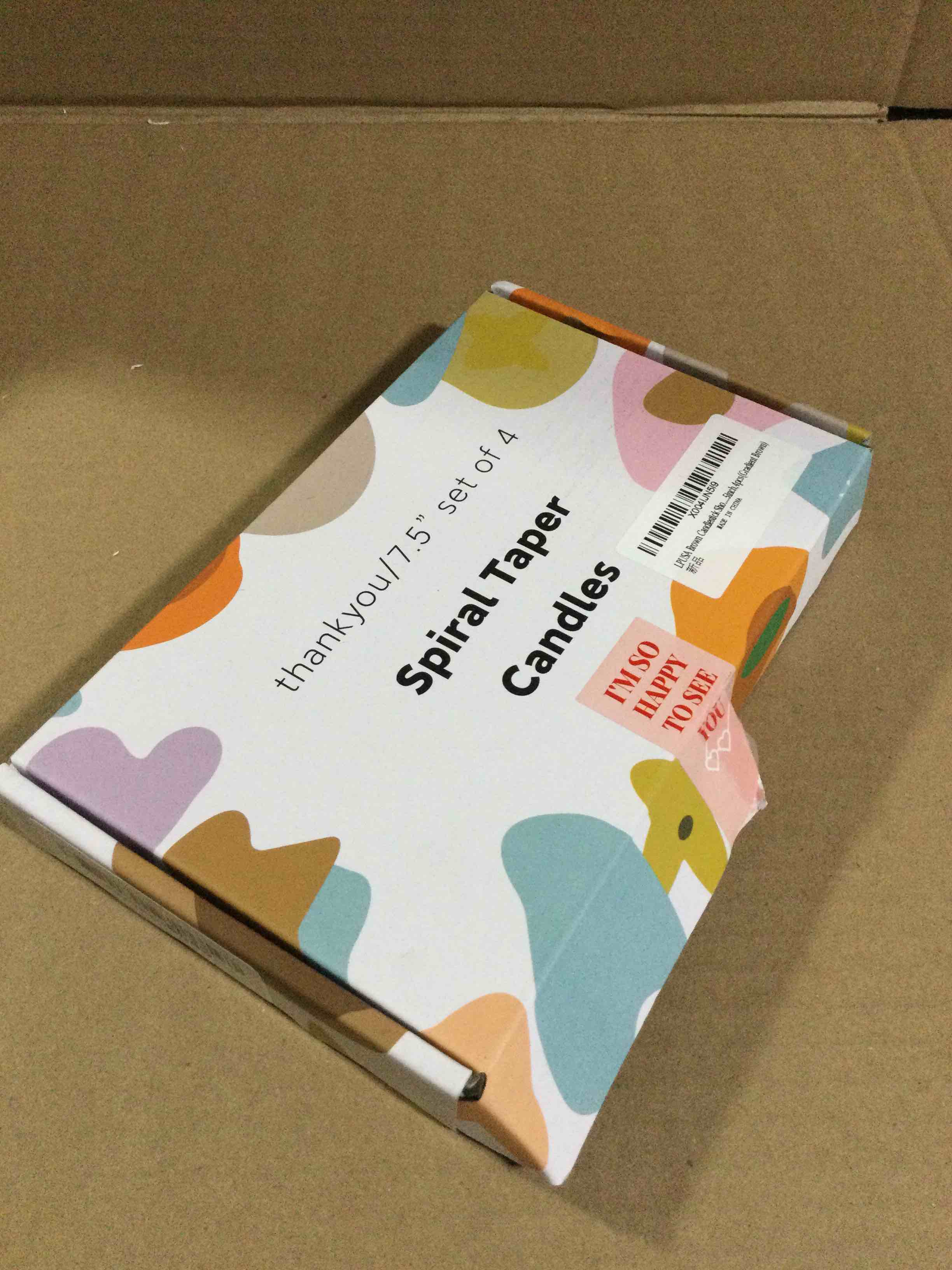 Condition photo showing New/Like New for Brown Candlestick Short Taper Candles Twisted Candlesticks for Table Decor Housewarming Gift Idea-7.5inch,4pcs(Gradient Brown)