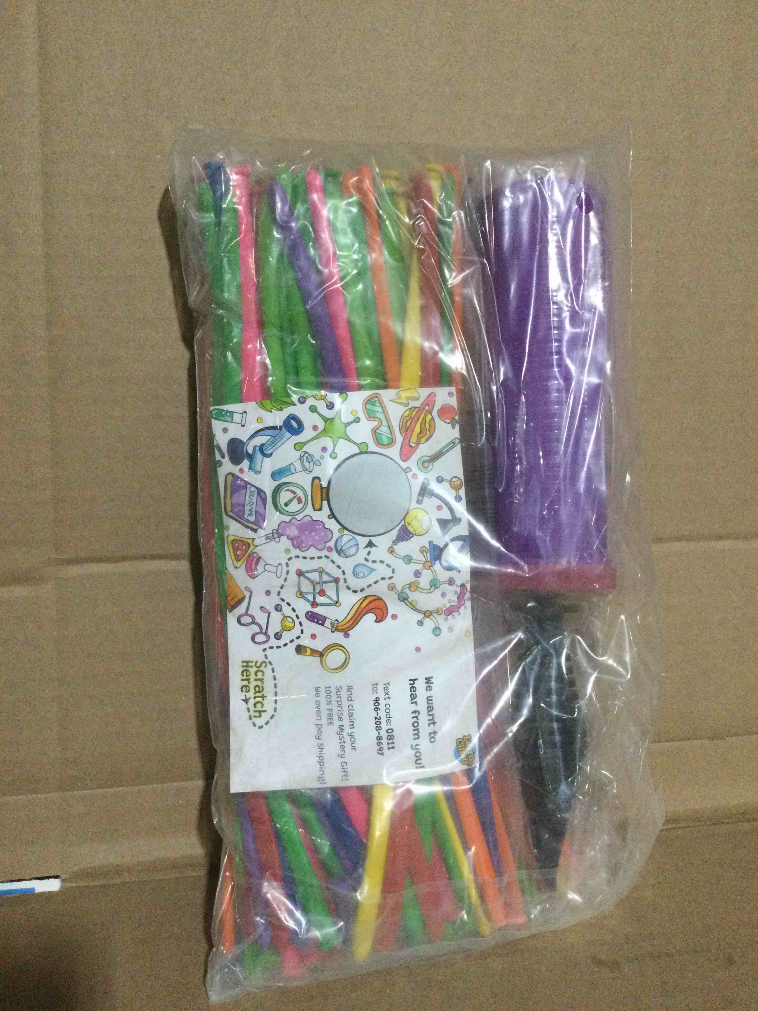 Condition photo showing New/Like New for 100 Twisting Balloons with Hand Pump- Double Action Pump for sculpting balloon animals. Premium balloons.