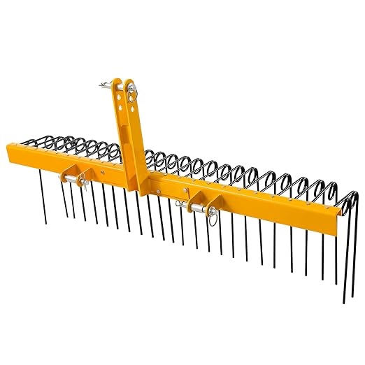 60 Inch Pine Straw Rake, 5FT 3 Point Hitch Landscape Rakes for Tractor Attachment, Dethatcher Rake for Cat 0 Cat 1