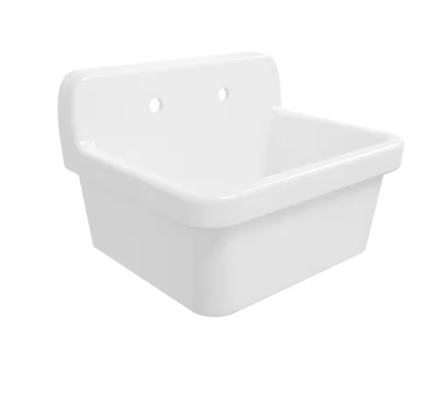 Mason 10 Gallon 20 in. D x 24 in. W Wall Mount Laundry/Utility Sink in Crisp White with Basket Strainer